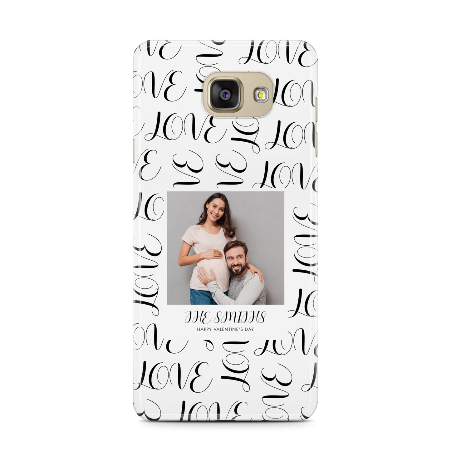 Happy Valentines Day Photo Upload Samsung Galaxy A7 2016 Case on gold phone