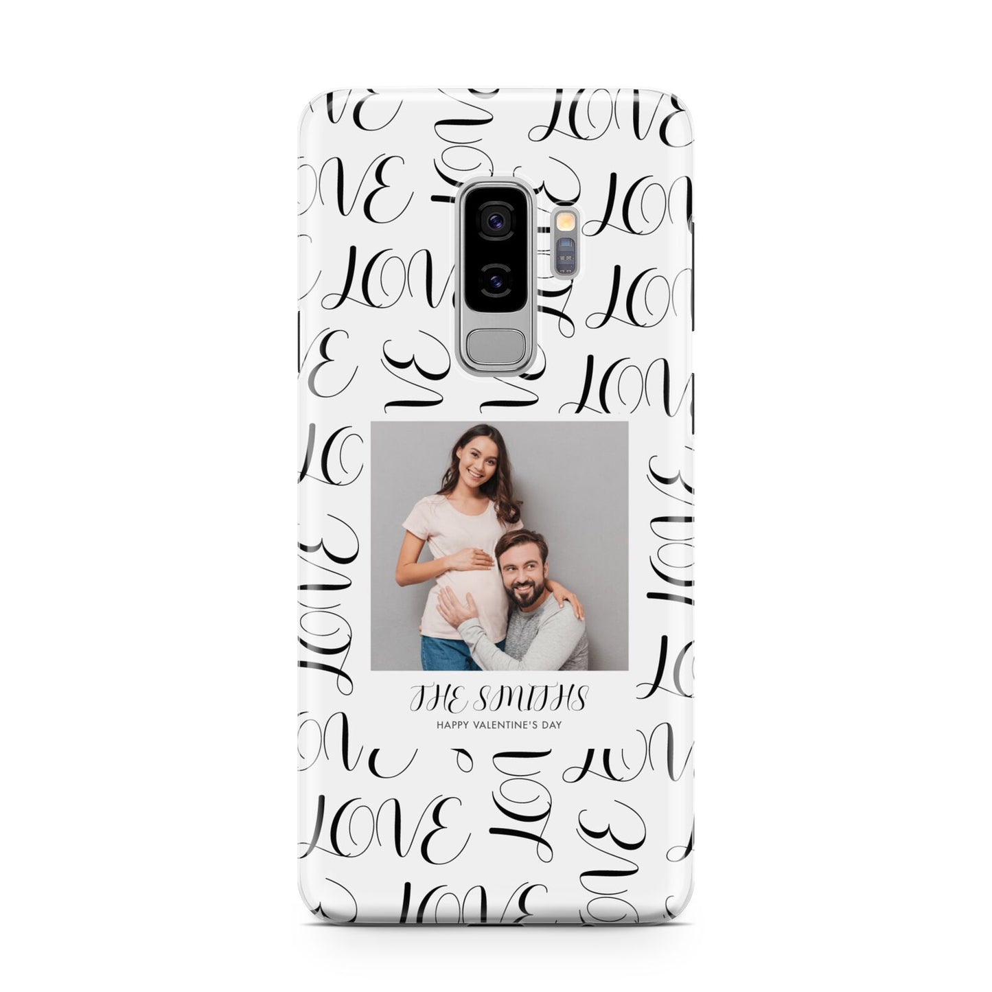 Happy Valentines Day Photo Upload Samsung Galaxy S9 Plus Case on Silver phone