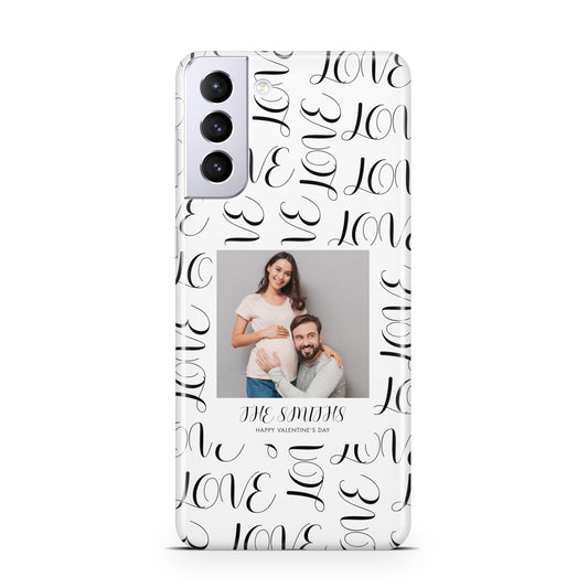 Happy Valentines Day Photo Upload Samsung S21 Plus Phone Case