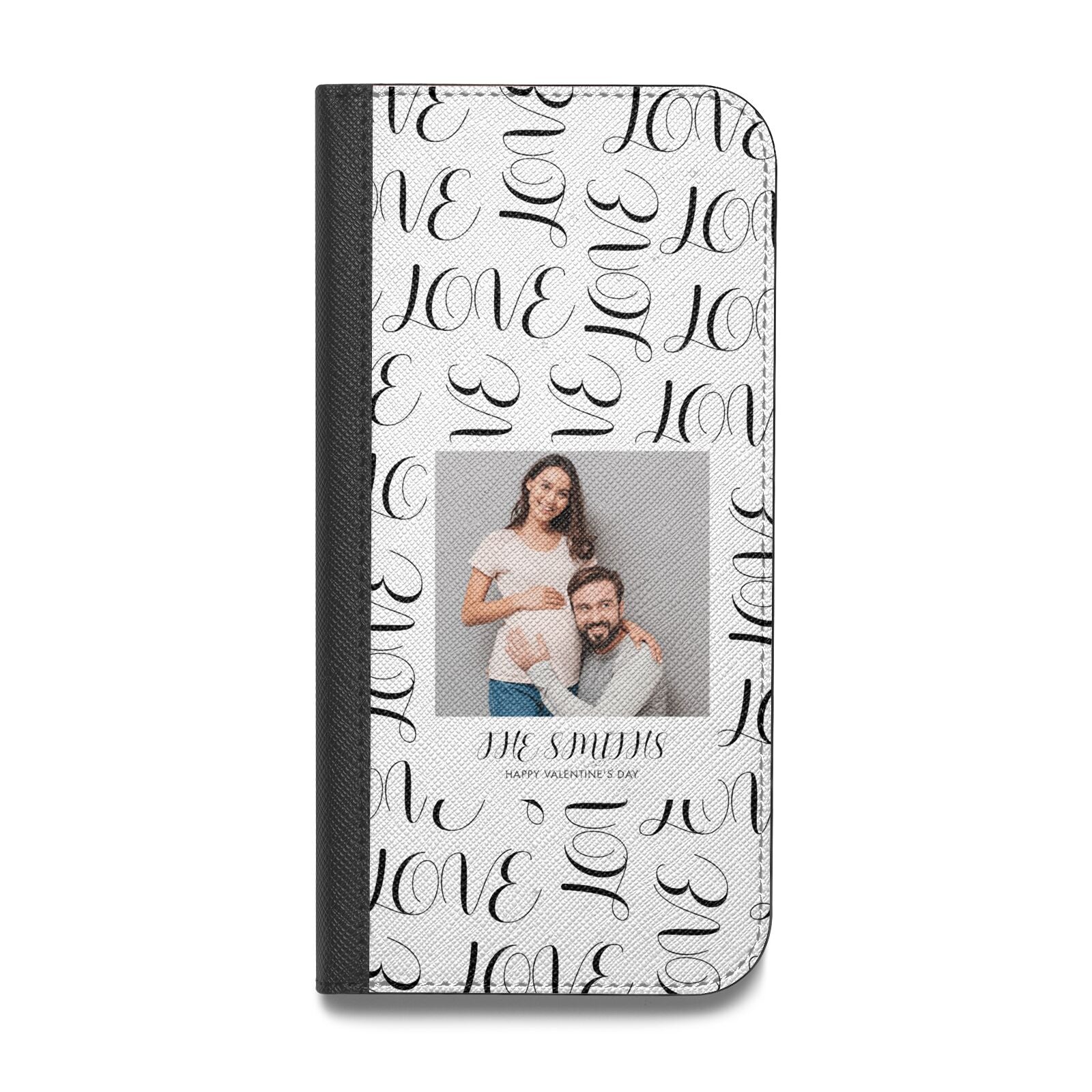 Happy Valentines Day Photo Upload Vegan Leather Flip Samsung Case