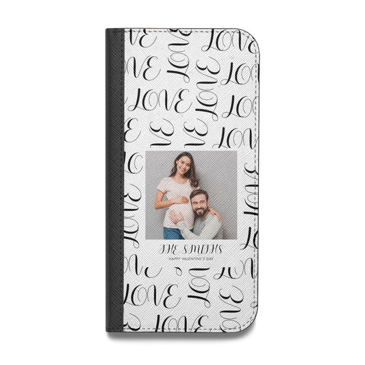 Happy Valentines Day Photo Upload Vegan Leather Flip Samsung Case