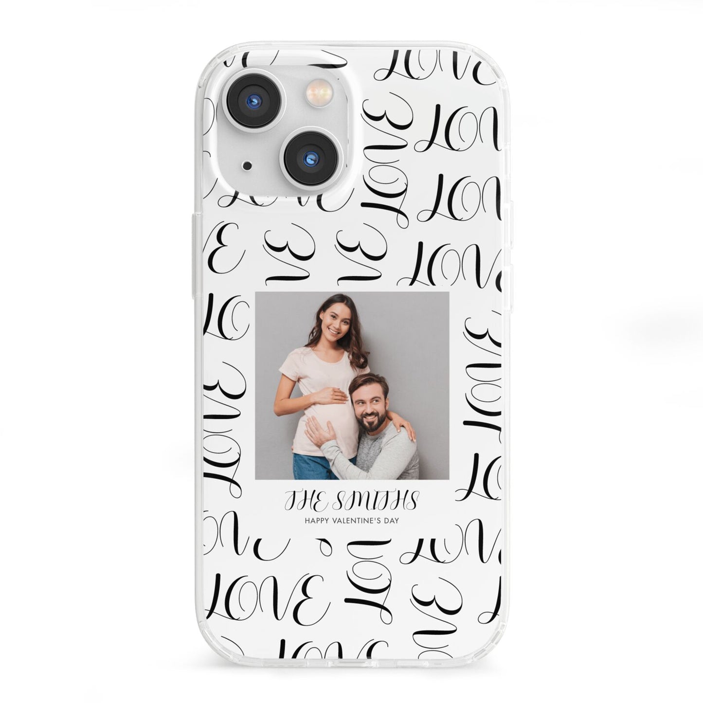 Happy Valentines Day Photo Upload iPhone 13 Mini Clear Bumper Case