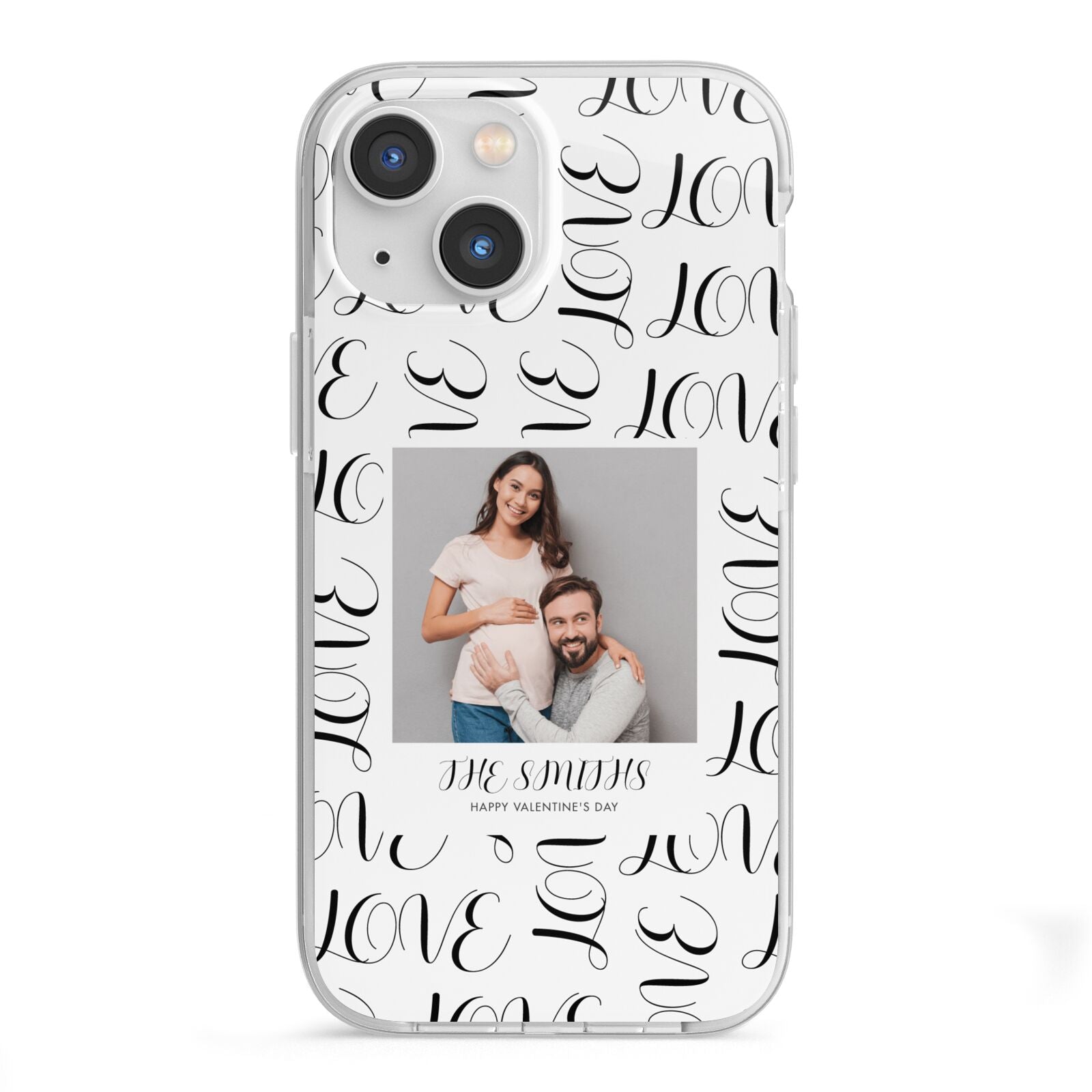 Happy Valentines Day Photo Upload iPhone 13 Mini TPU Impact Case with White Edges