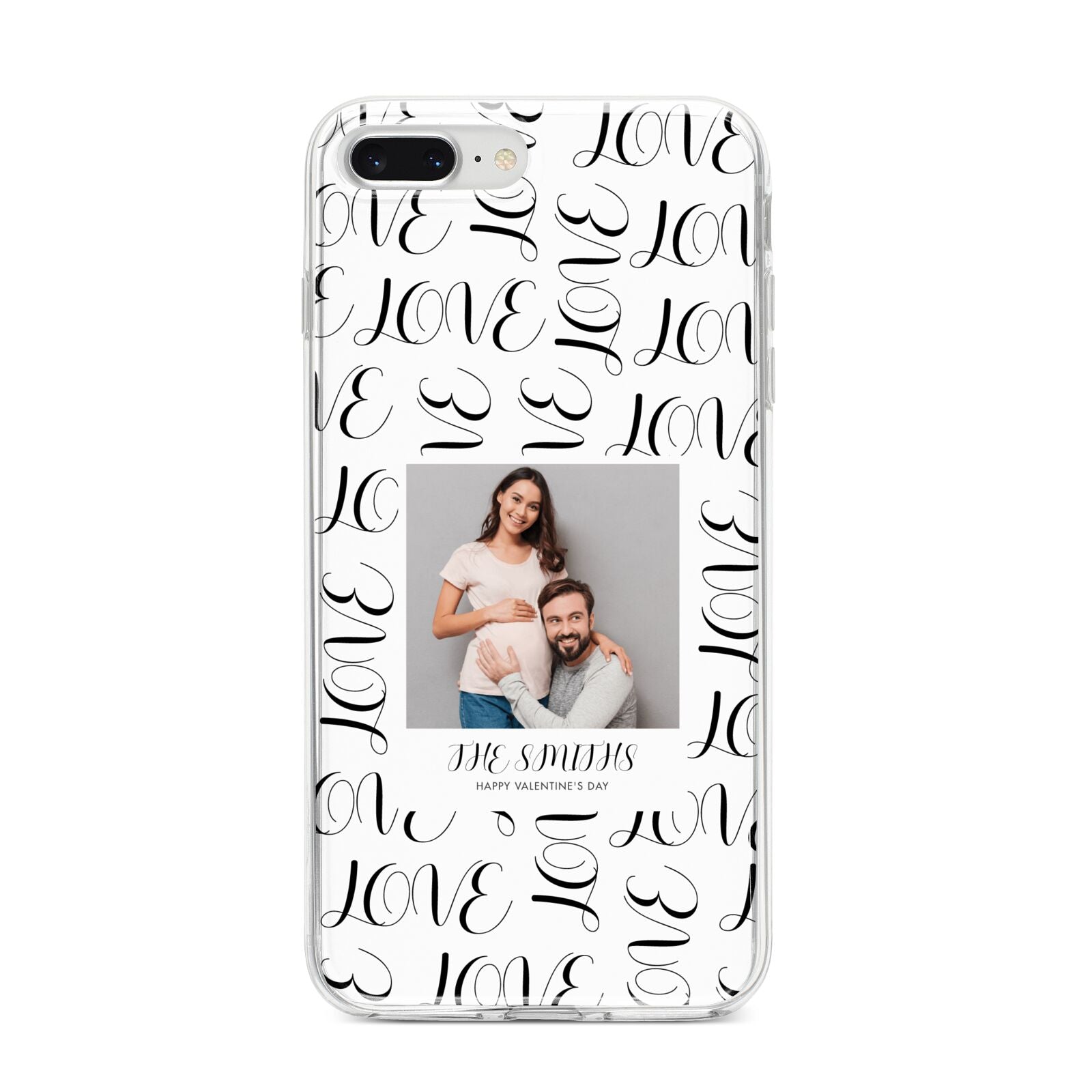 Happy Valentines Day Photo Upload iPhone 8 Plus Bumper Case on Silver iPhone