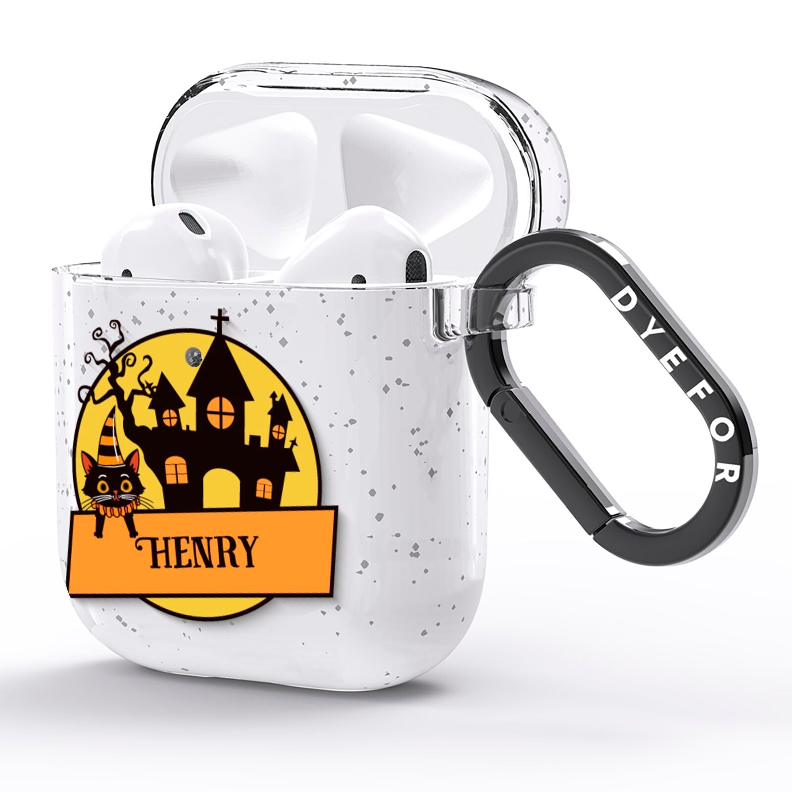 Haunted House Silhouette Custom AirPods Glitter Case Side Image