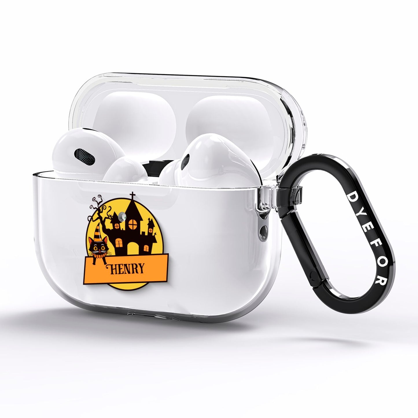 Haunted House Silhouette Custom AirPods Pro Clear Case Side Image