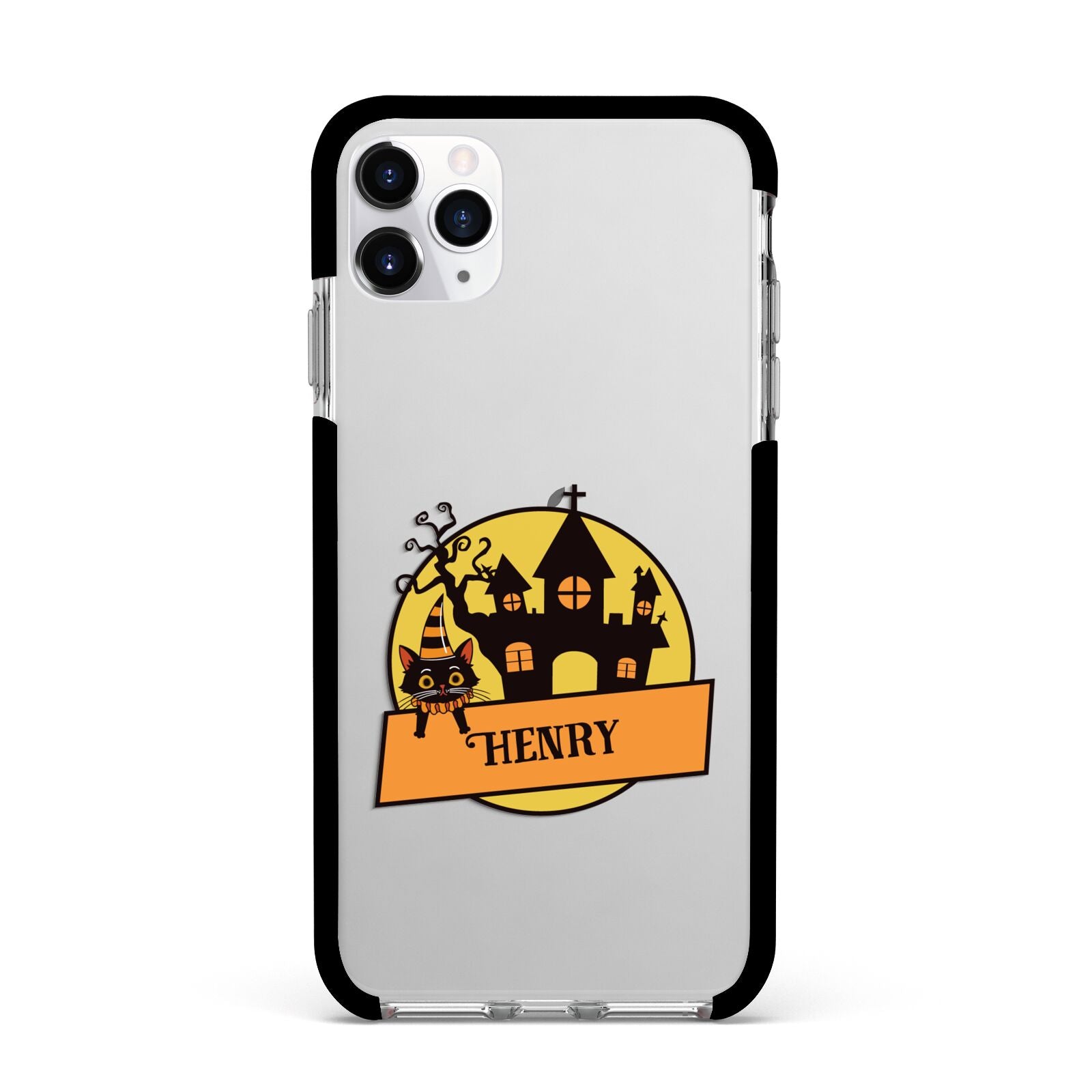 Haunted House Silhouette Custom Apple iPhone 11 Pro Max in Silver with Black Impact Case