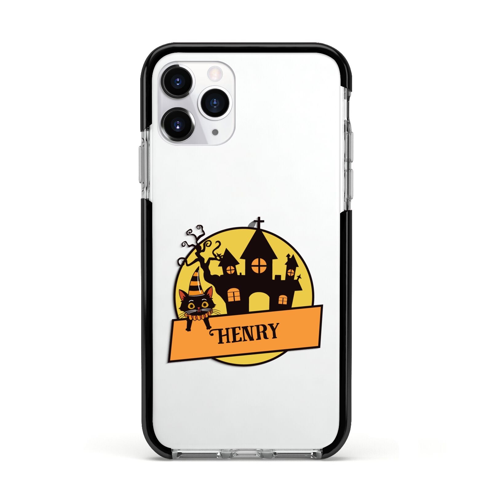 Haunted House Silhouette Custom Apple iPhone 11 Pro in Silver with Black Impact Case