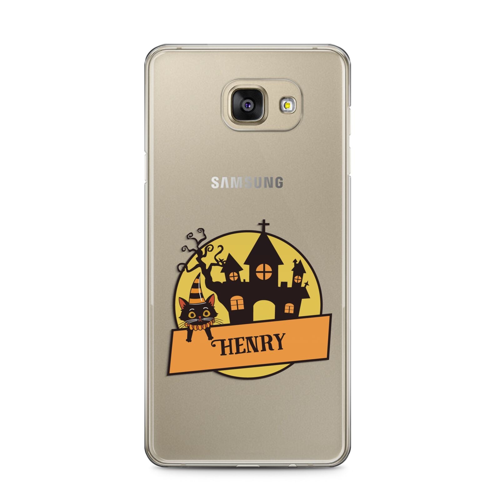 Haunted House Silhouette Custom Samsung Galaxy A5 2016 Case on gold phone