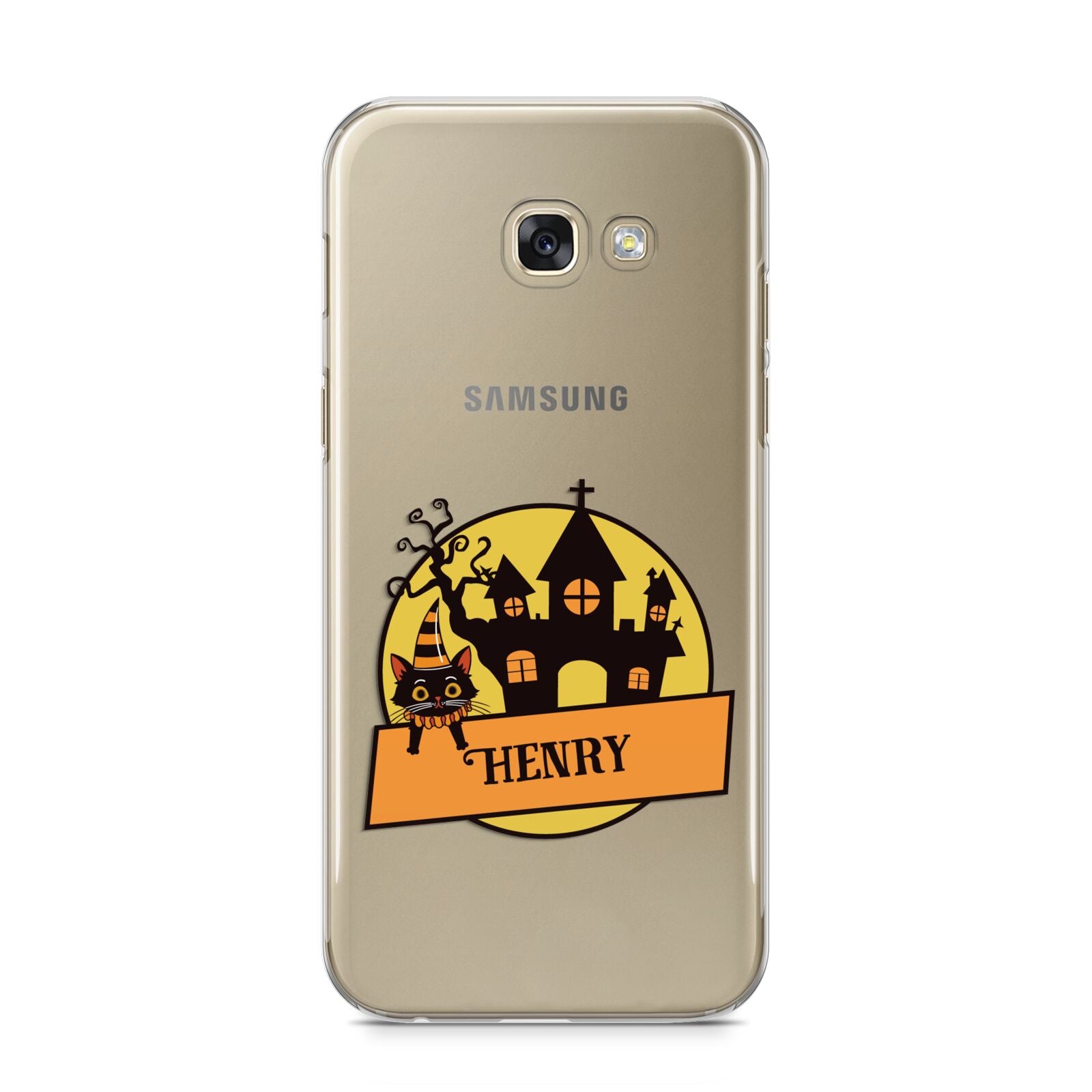 Haunted House Silhouette Custom Samsung Galaxy A5 2017 Case on gold phone