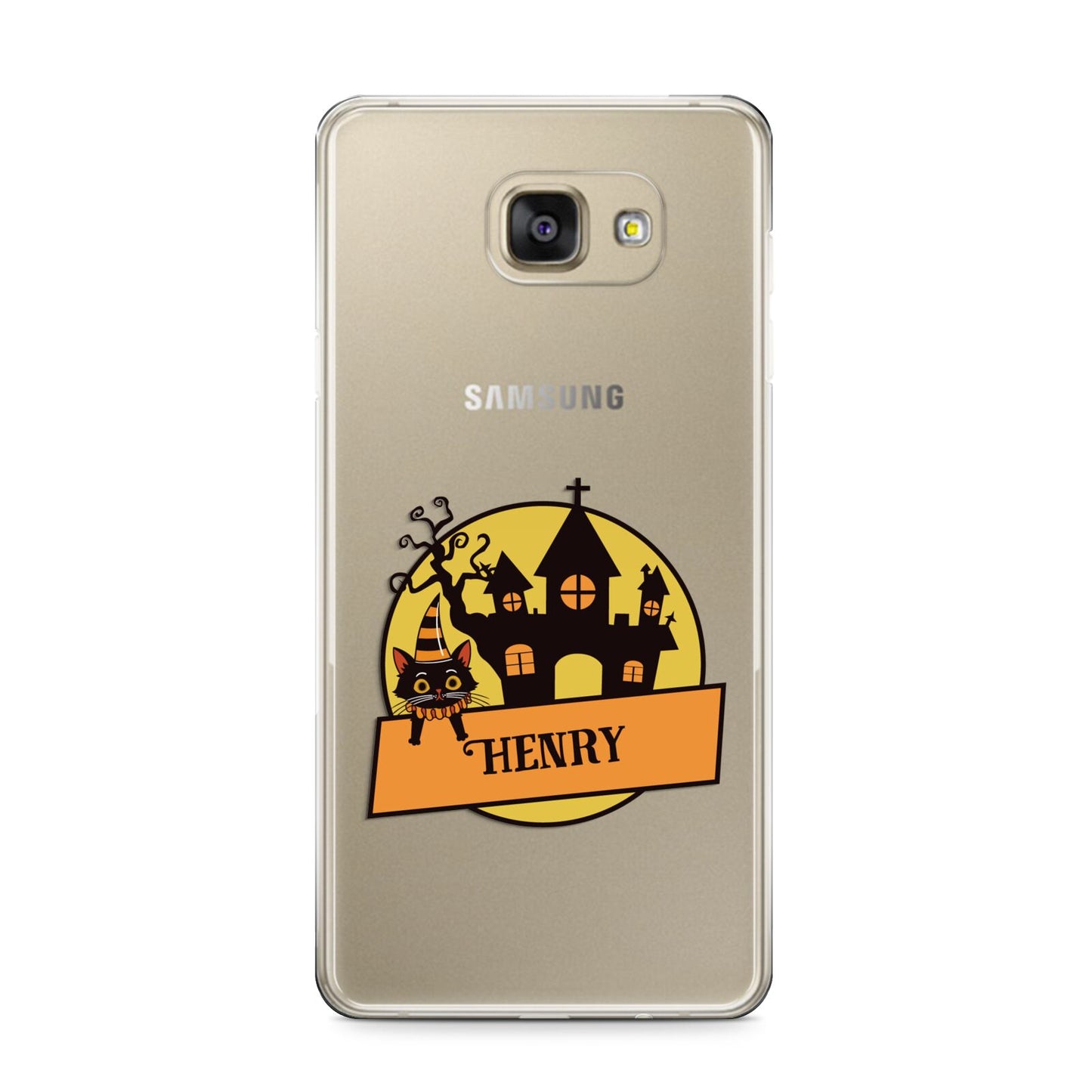 Haunted House Silhouette Custom Samsung Galaxy A9 2016 Case on gold phone