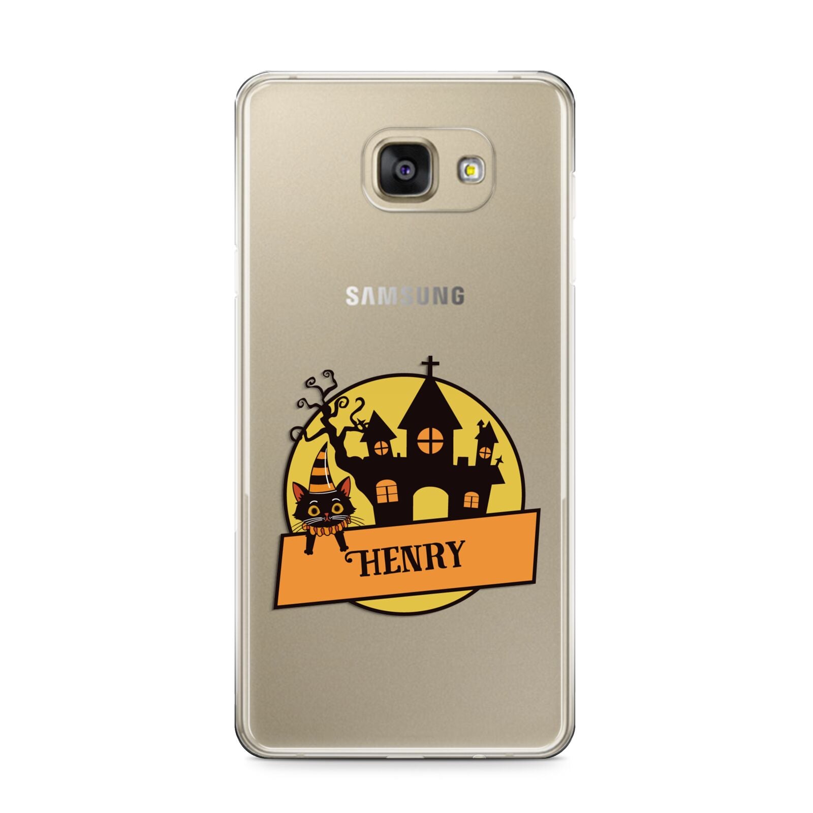 Haunted House Silhouette Custom Samsung Galaxy A9 2016 Case on gold phone