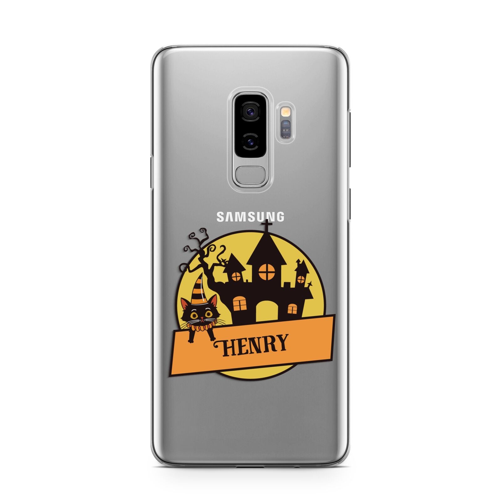 Haunted House Silhouette Custom Samsung Galaxy S9 Plus Case on Silver phone