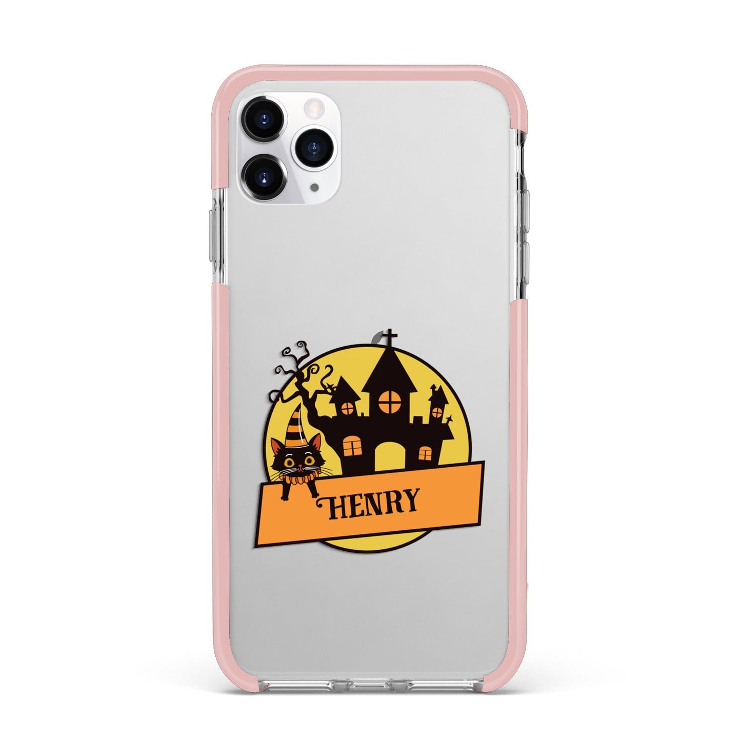 Haunted House Silhouette Custom iPhone 11 Pro Max Impact Pink Edge Case