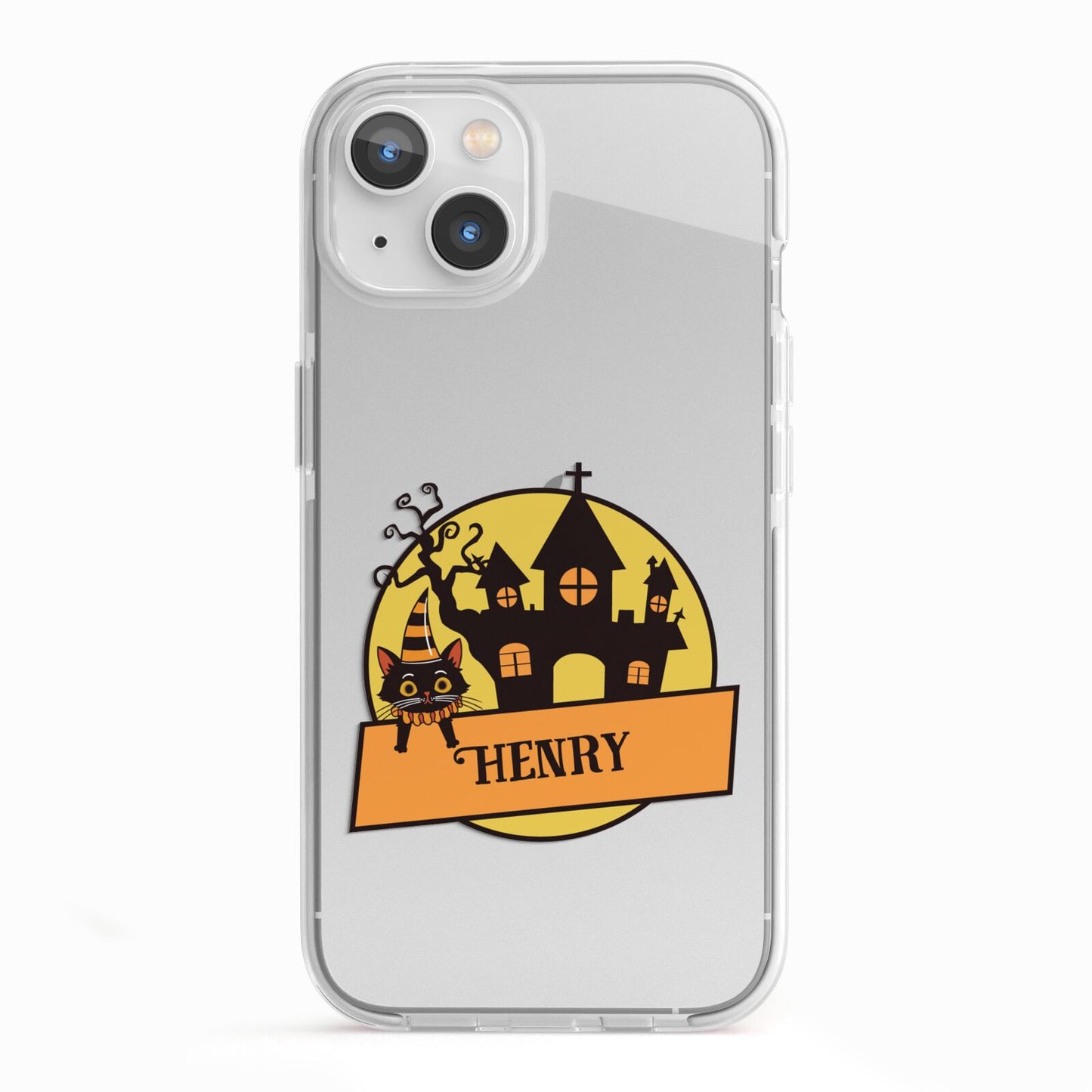 Haunted House Silhouette Custom iPhone 13 TPU Impact Case with White Edges