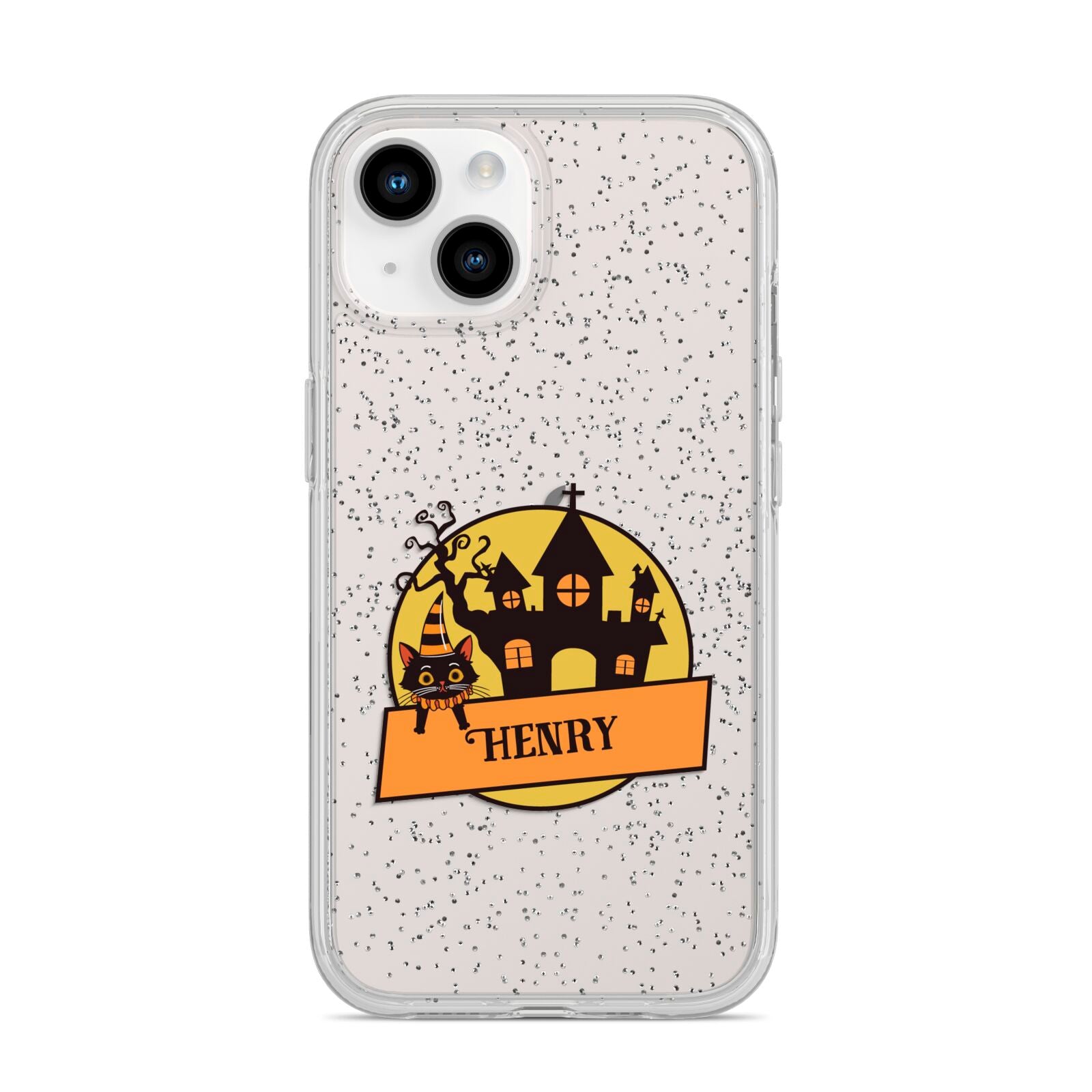 Haunted House Silhouette Custom iPhone 14 Glitter Tough Case Starlight