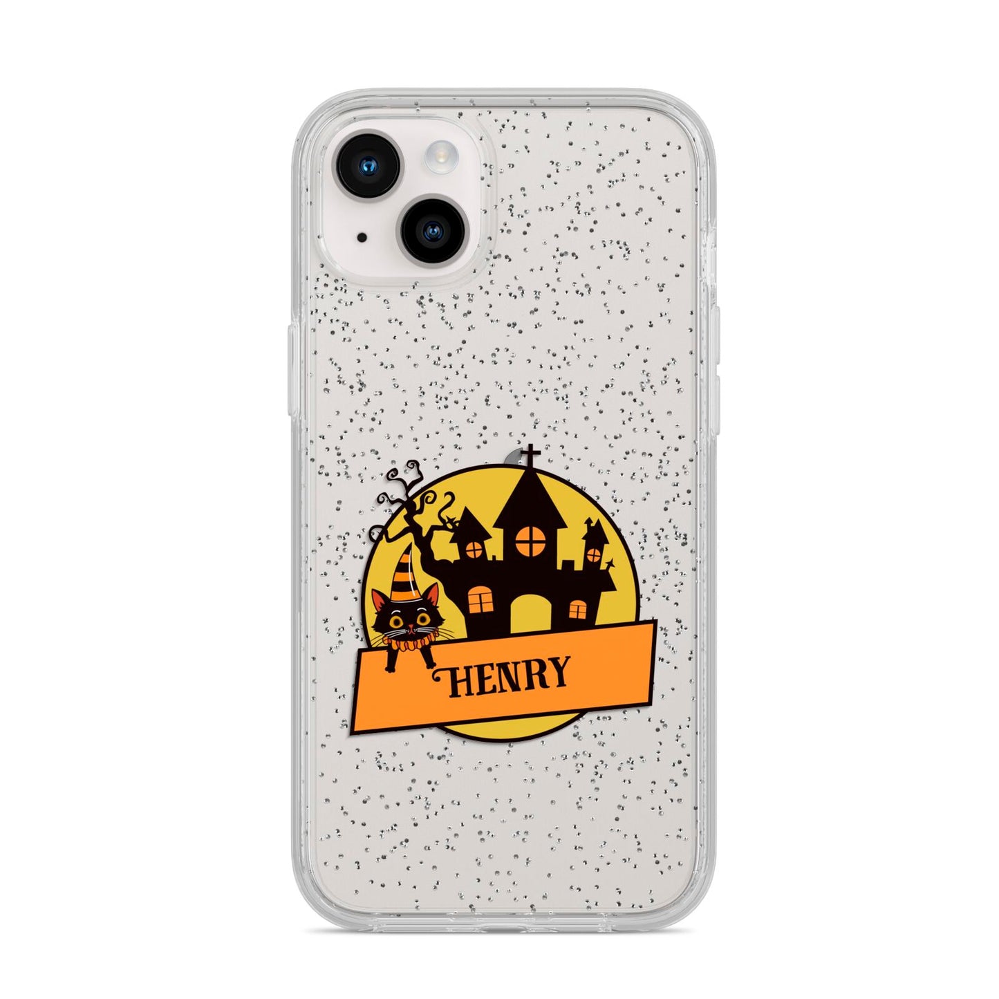 Haunted House Silhouette Custom iPhone 14 Plus Glitter Tough Case Starlight