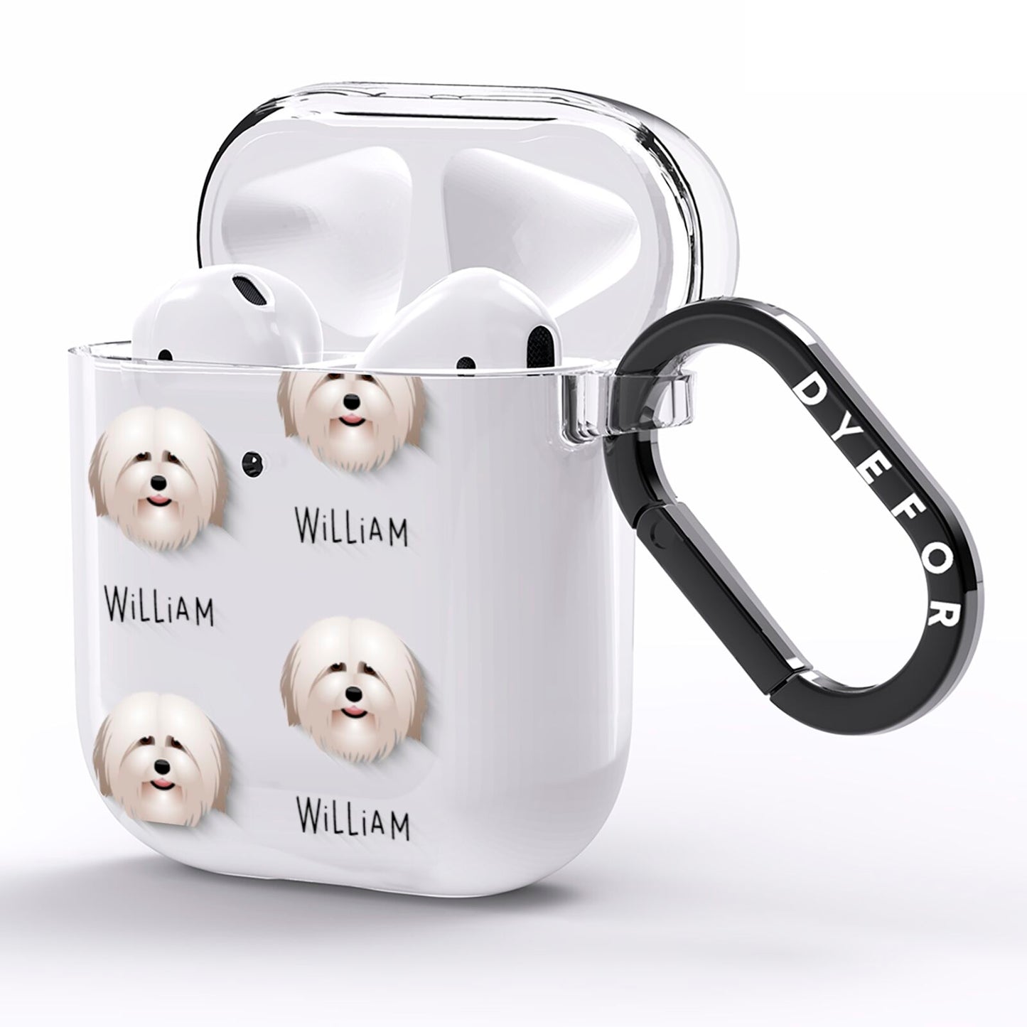 Havanese Icon with Name AirPods Clear Case Side Image