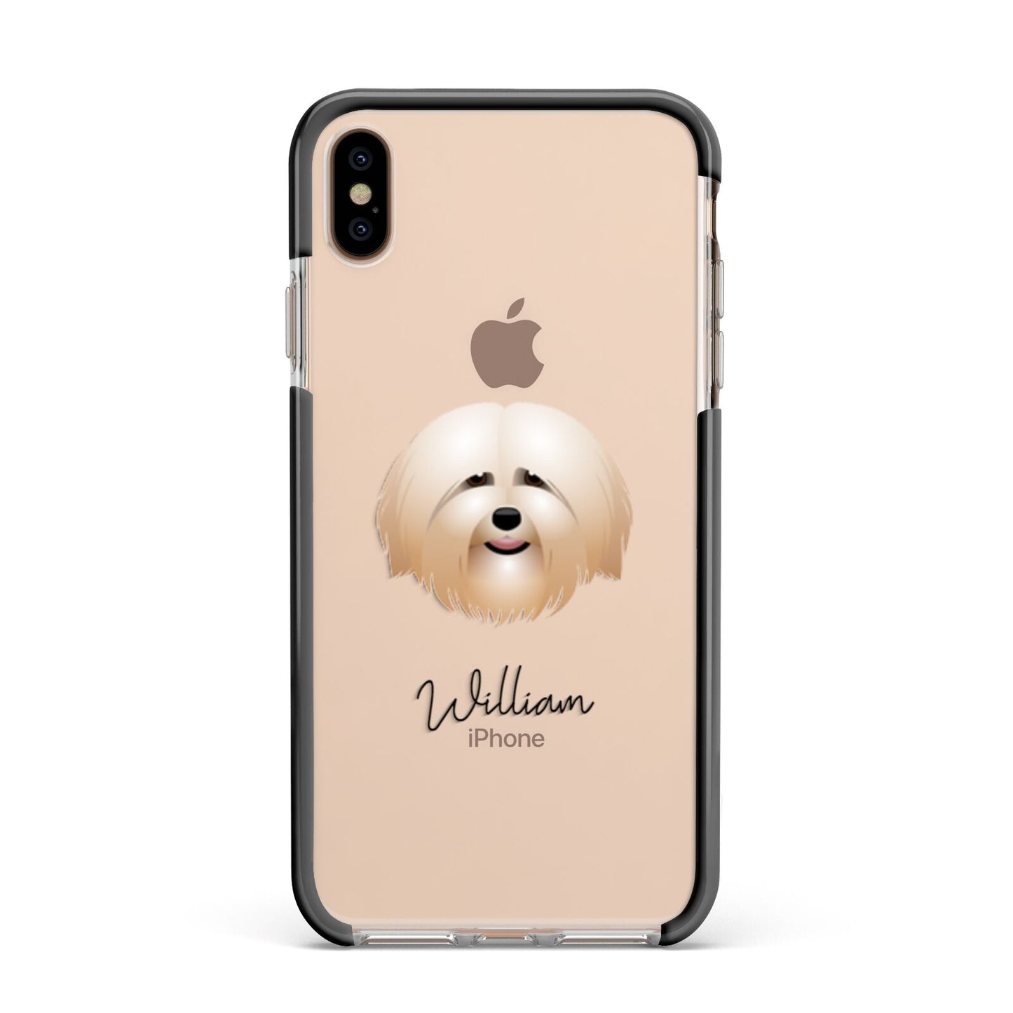 Havanese Personalised Apple iPhone Xs Max Impact Case Black Edge on Gold Phone