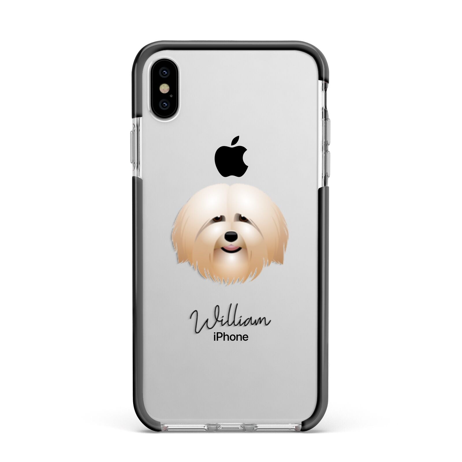 Havanese Personalised Apple iPhone Xs Max Impact Case Black Edge on Silver Phone