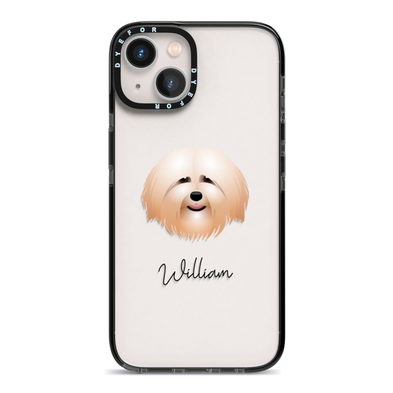 Havanese Personalised iPhone 13 Black Impact Case on Silver phone