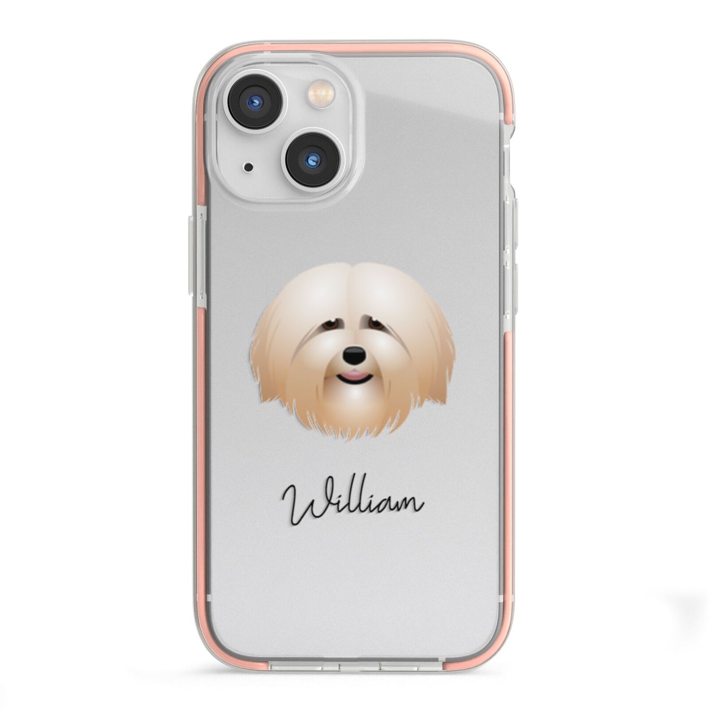 Havanese Personalised iPhone 13 Mini TPU Impact Case with Pink Edges