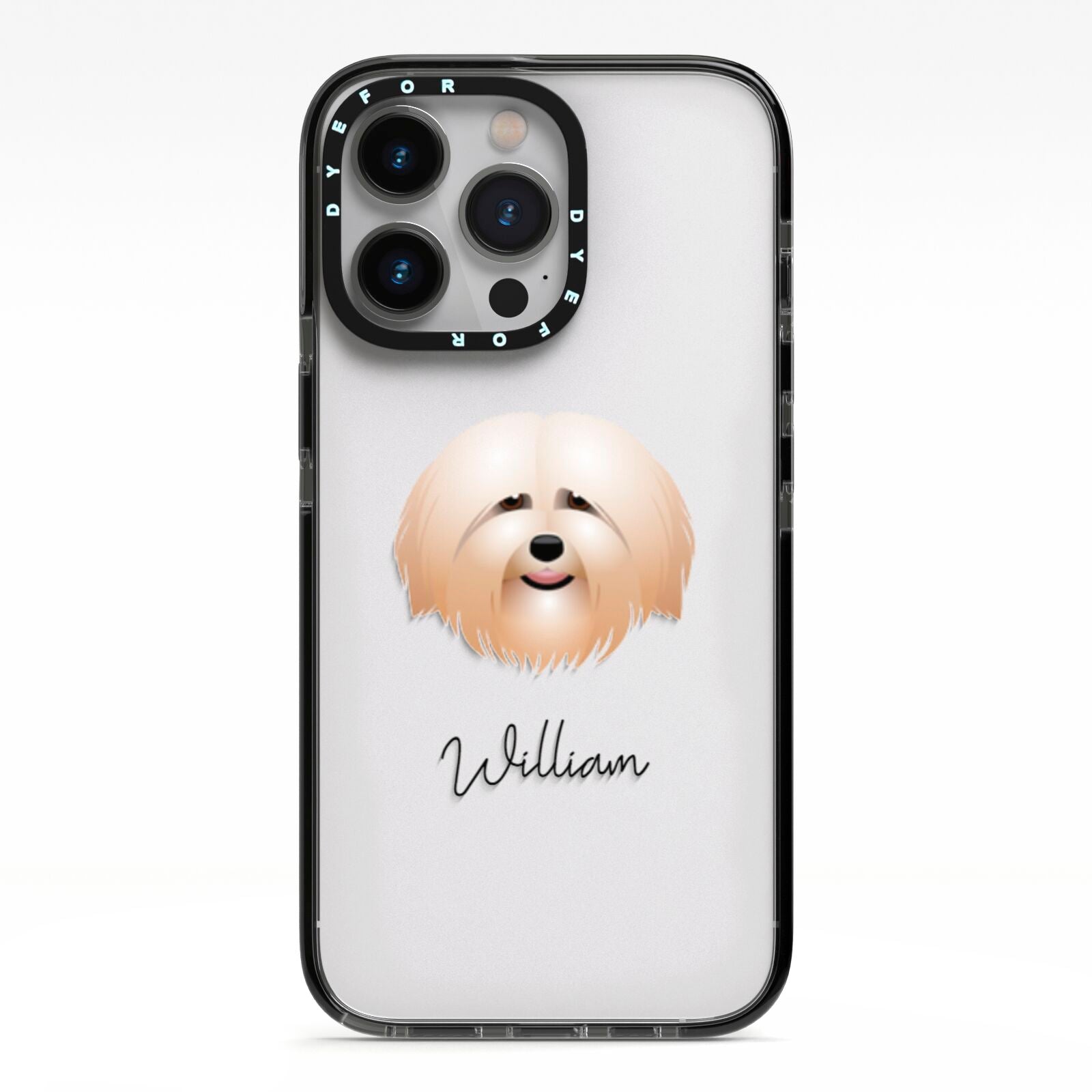 Havanese Personalised iPhone 13 Pro Black Impact Case on Silver phone