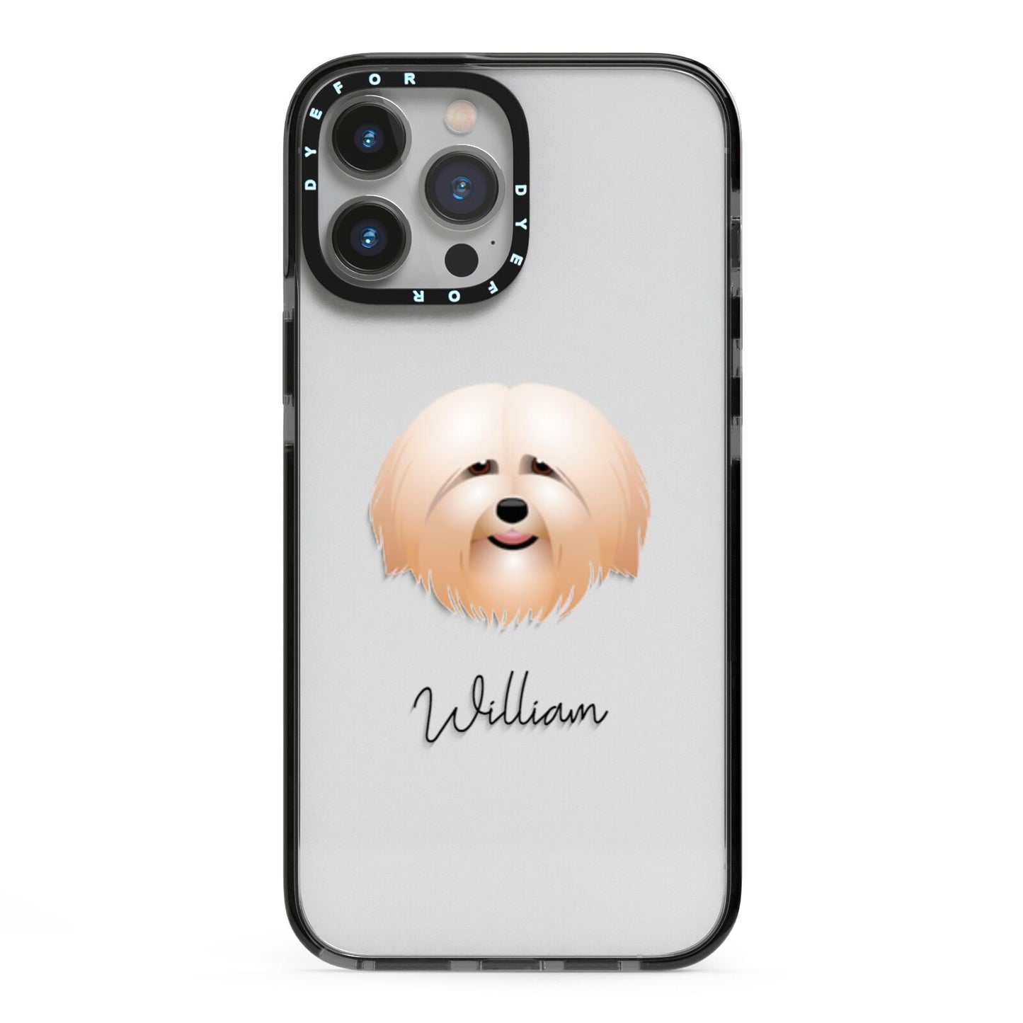 Havanese Personalised iPhone 13 Pro Max Black Impact Case on Silver phone