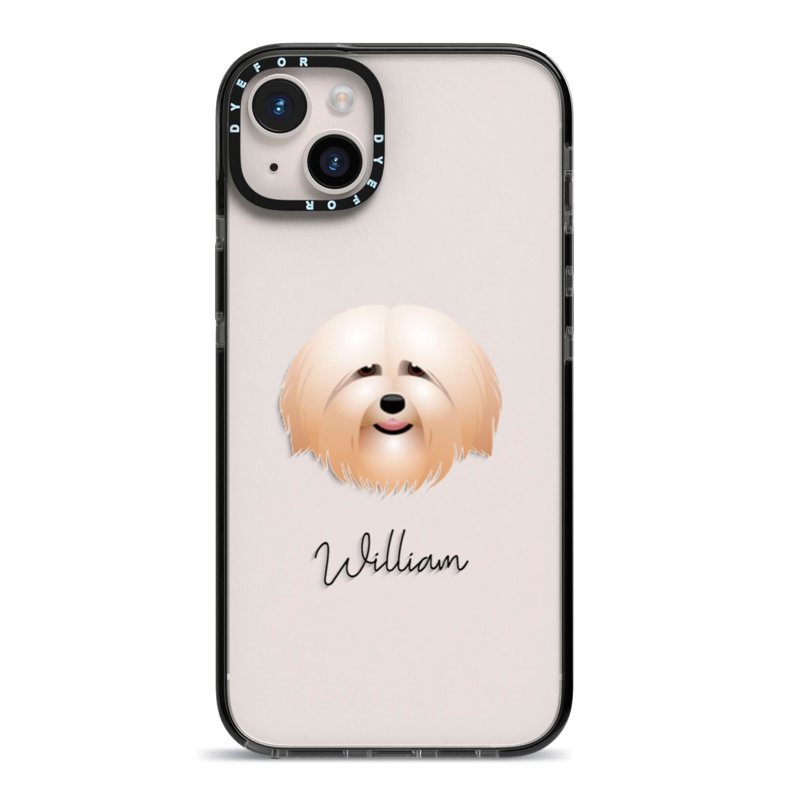 Havanese Personalised iPhone 14 Plus Black Impact Case on Silver phone