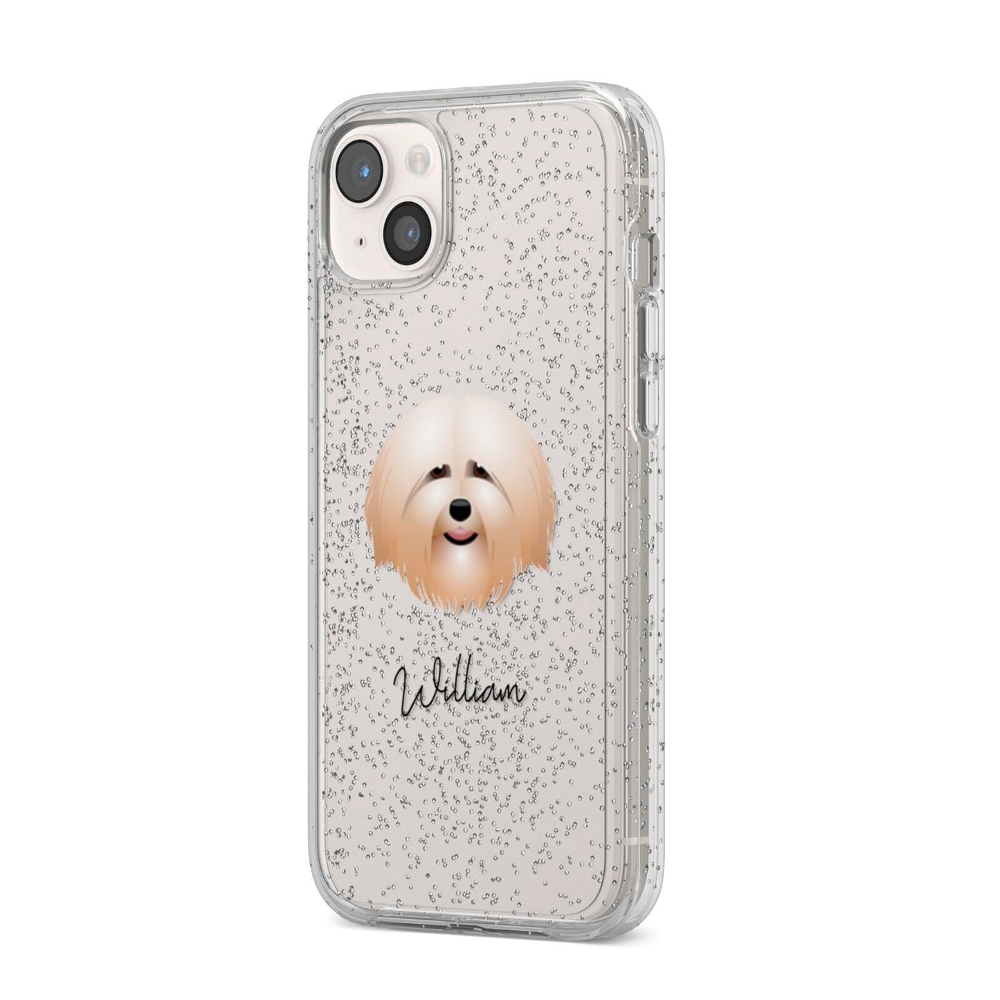 Havanese Personalised iPhone 14 Plus Glitter Tough Case Starlight Angled Image