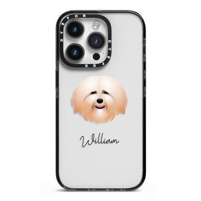 Havanese Personalised iPhone 14 Pro Black Impact Case on Silver phone