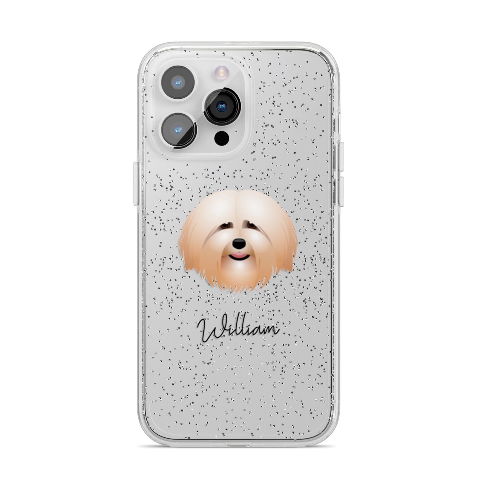 Havanese Personalised iPhone 14 Pro Max Glitter Tough Case Silver