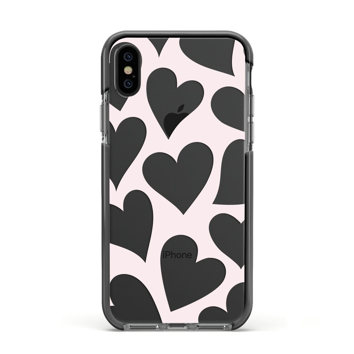 Heart Apple iPhone Xs Impact Case Black Edge on Black Phone