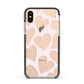 Heart Apple iPhone Xs Impact Case Black Edge on Gold Phone