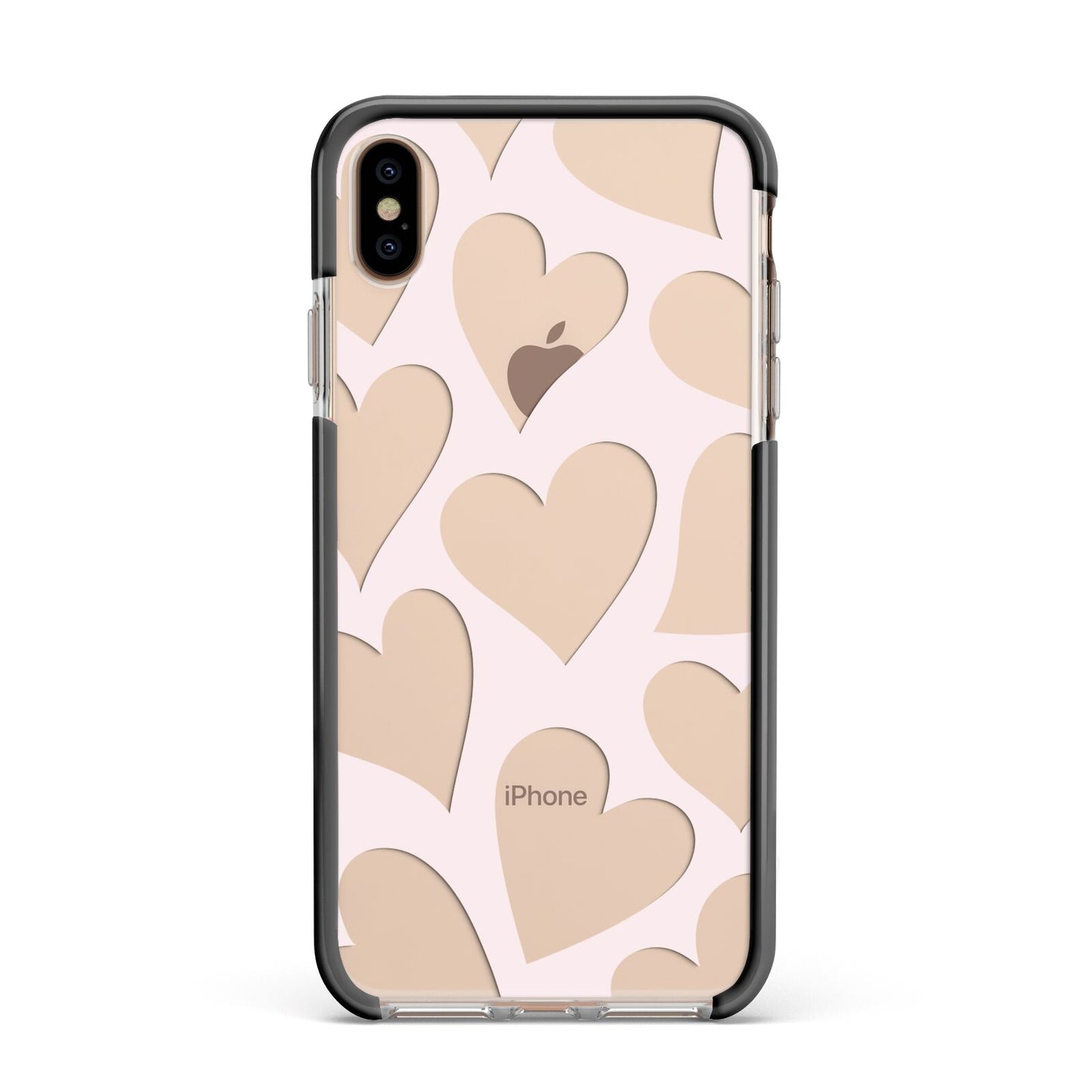 Heart Apple iPhone Xs Max Impact Case Black Edge on Gold Phone