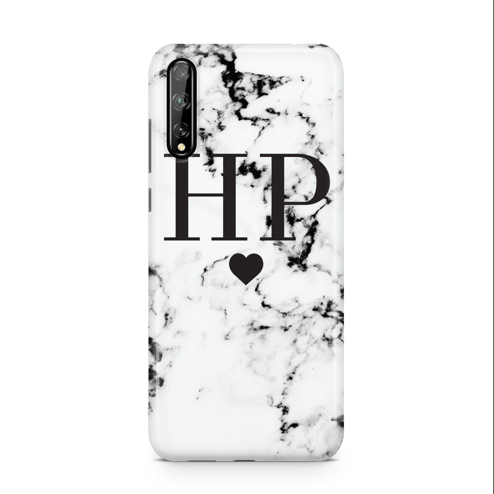 Heart Decal Marble Initials Personalised Huawei Enjoy 10s Phone Case