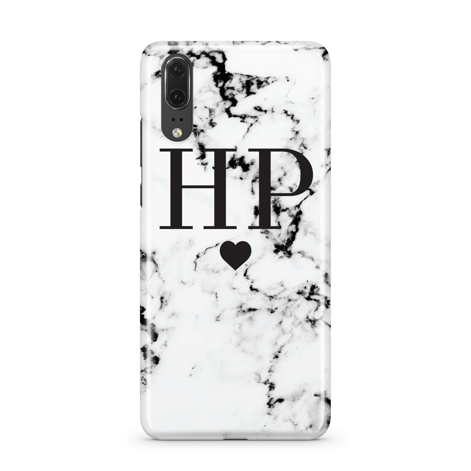 Heart Decal Marble Initials Personalised Huawei P20 Phone Case