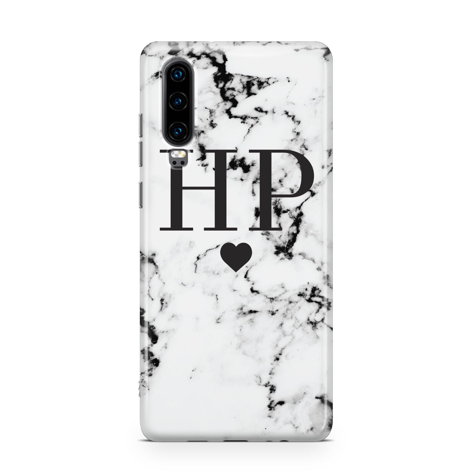 Heart Decal Marble Initials Personalised Huawei P30 Phone Case