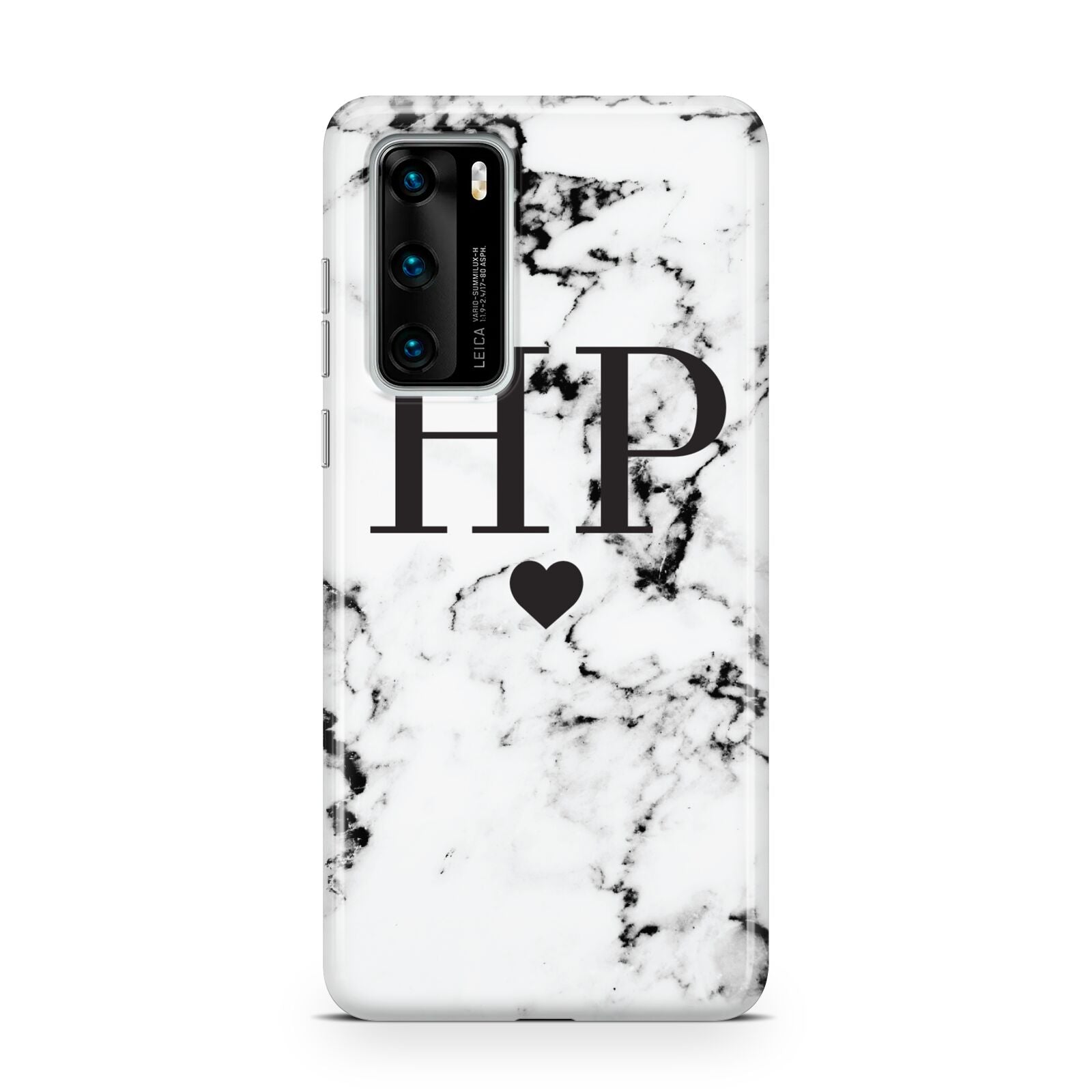 Heart Decal Marble Initials Personalised Huawei P40 Phone Case