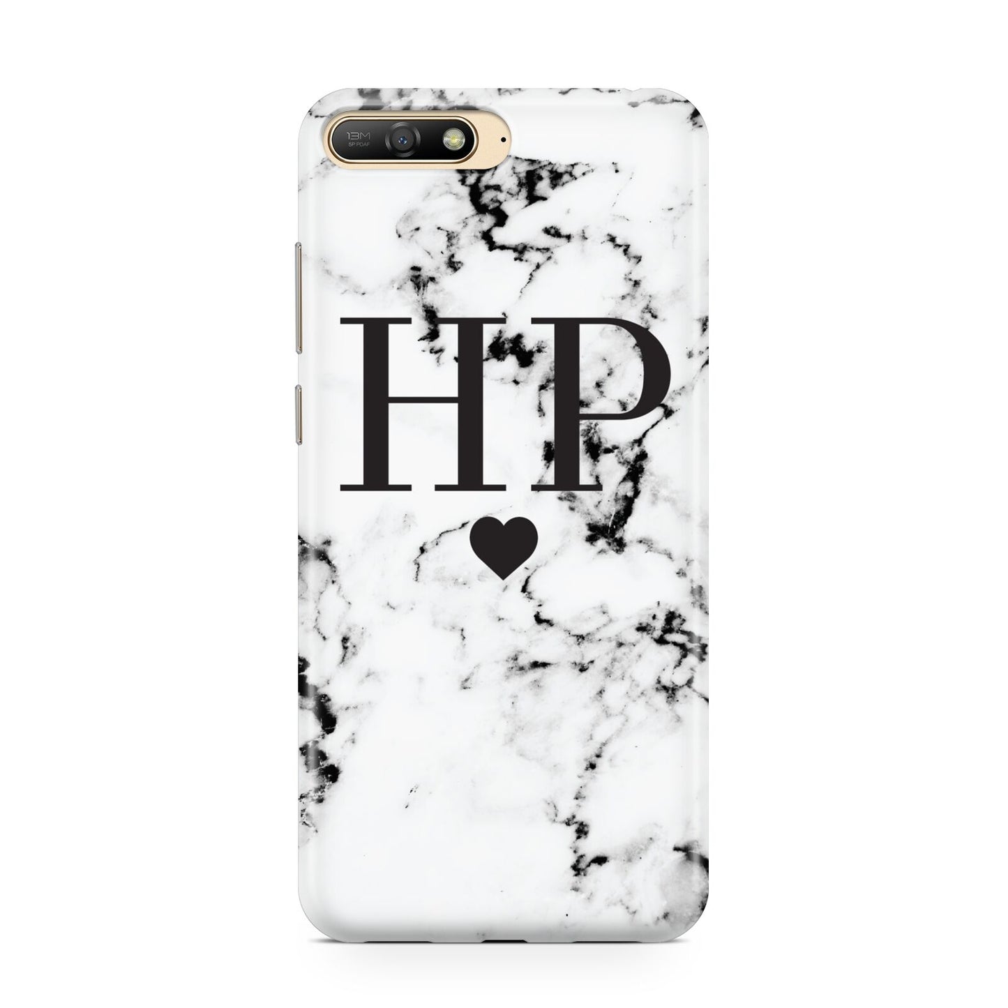 Heart Decal Marble Initials Personalised Huawei Y6 2018