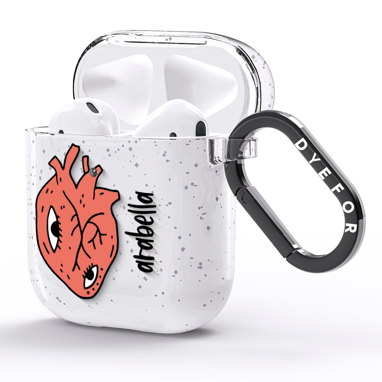 Heart Eyes Halloween Personalised AirPods Glitter Case Side Image