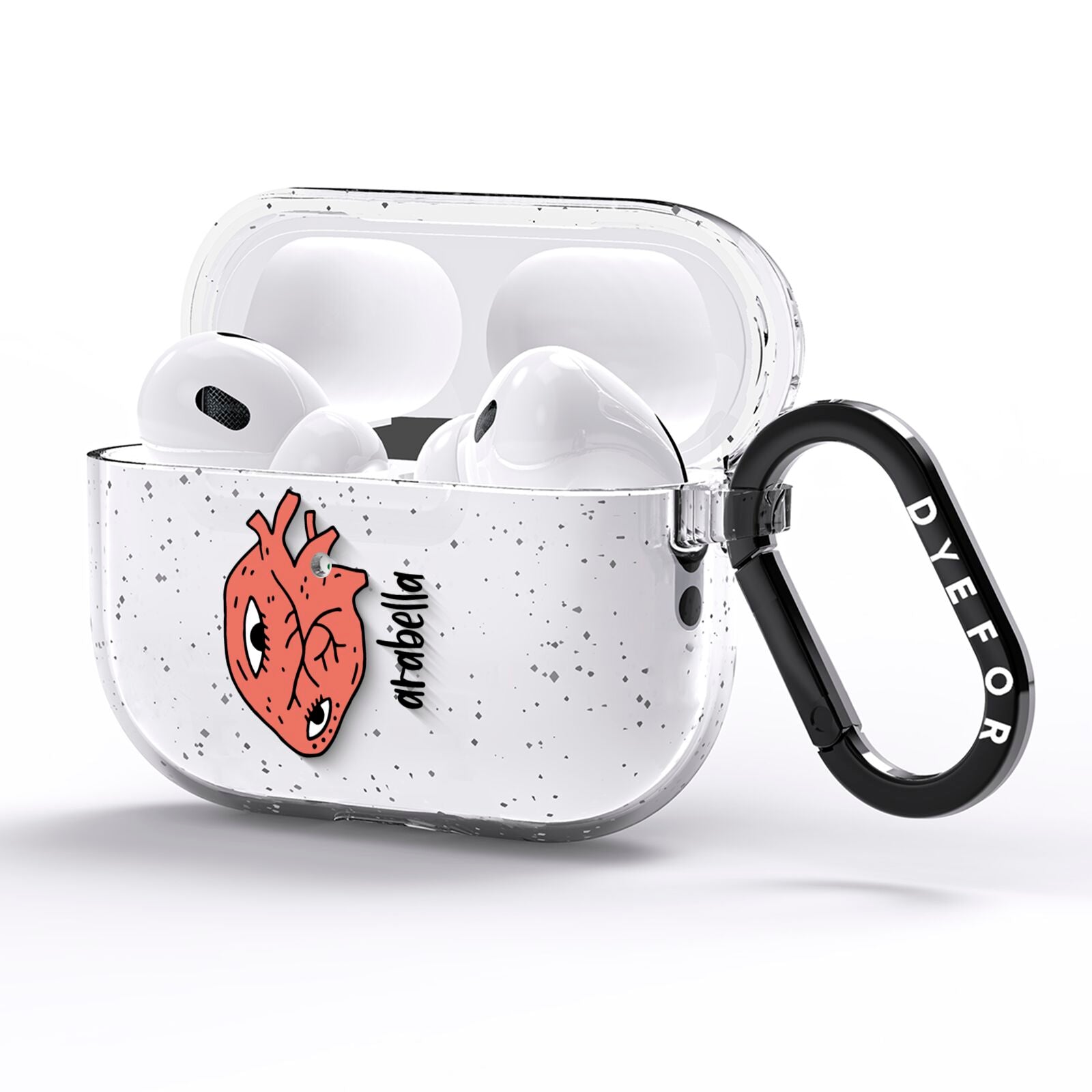 Heart Eyes Halloween Personalised AirPods Pro Glitter Case Side Image