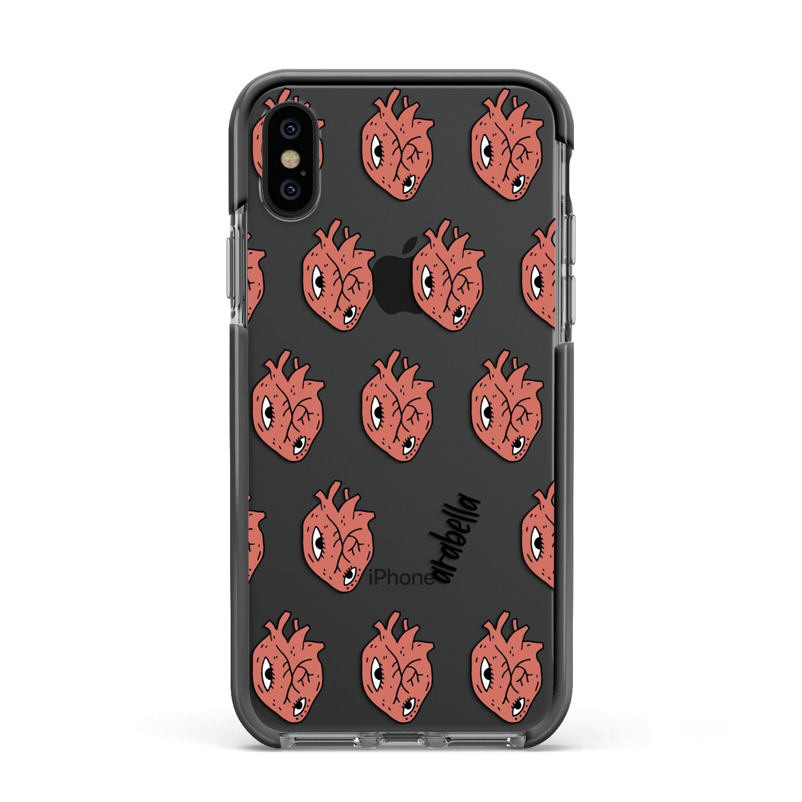 Heart Eyes Halloween Personalised Apple iPhone Xs Impact Case Black Edge on Black Phone