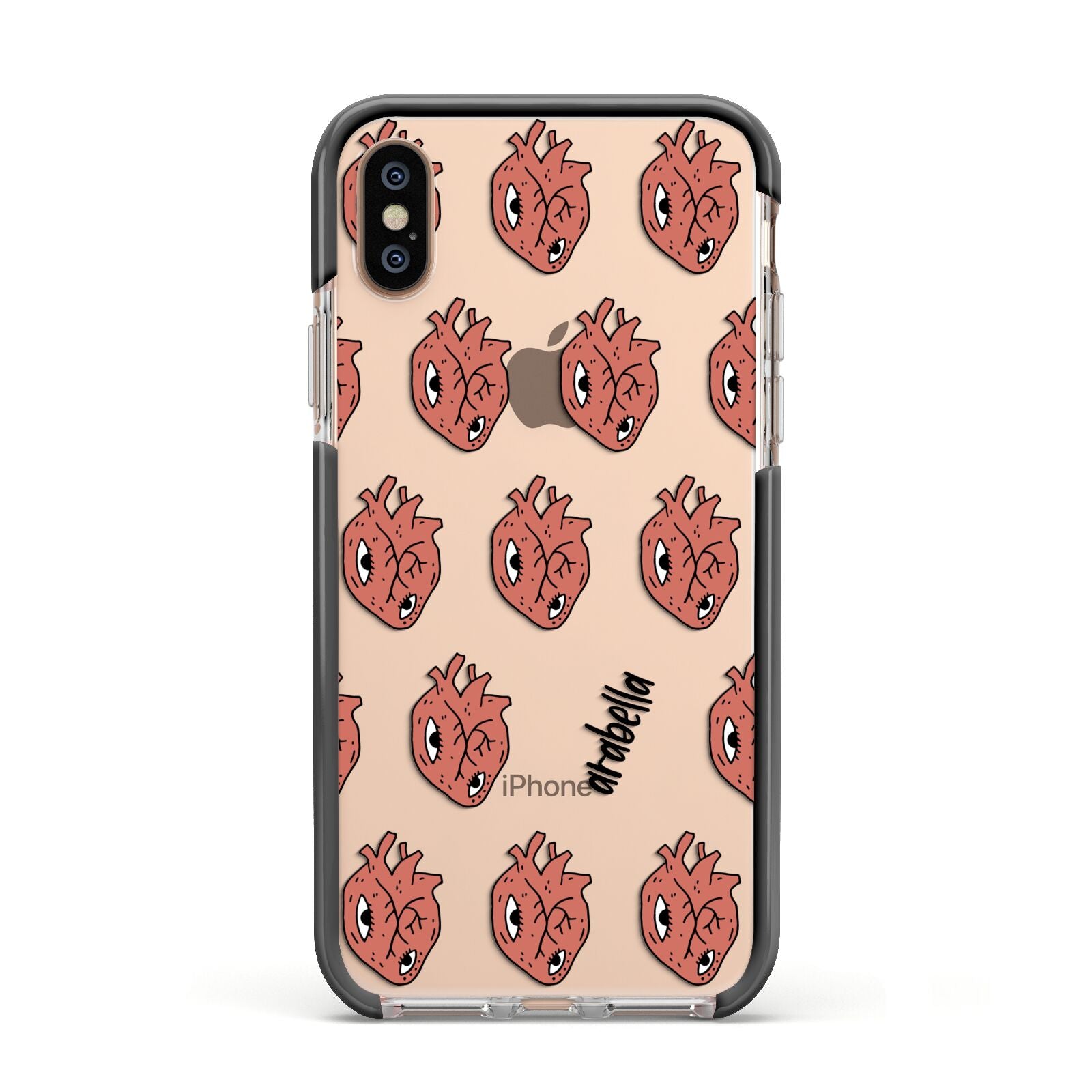 Heart Eyes Halloween Personalised Apple iPhone Xs Impact Case Black Edge on Gold Phone