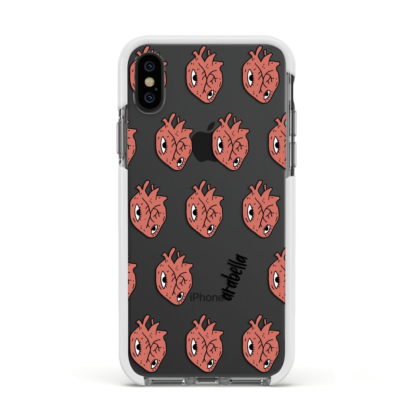 Heart Eyes Halloween Personalised Apple iPhone Xs Impact Case White Edge on Black Phone