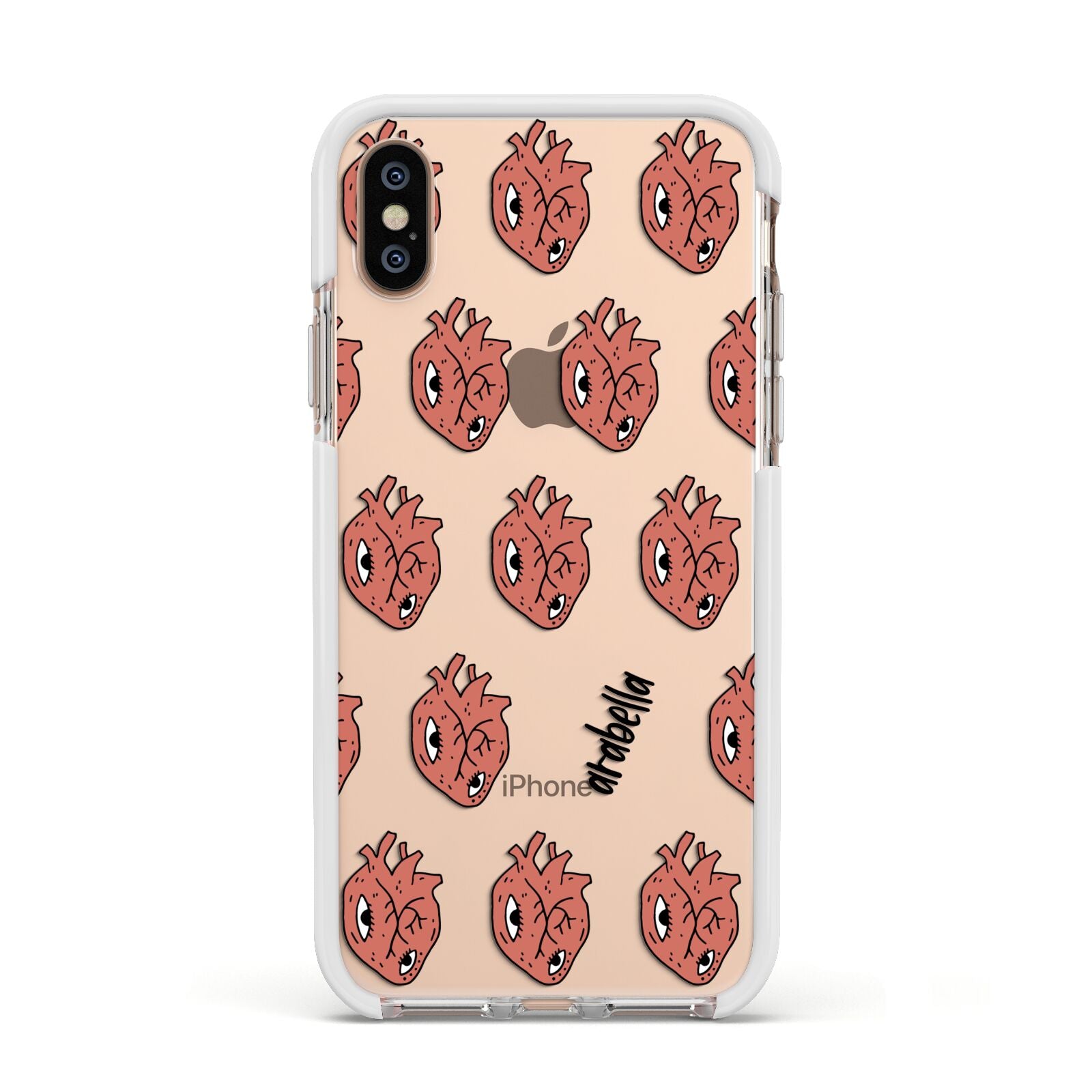 Heart Eyes Halloween Personalised Apple iPhone Xs Impact Case White Edge on Gold Phone