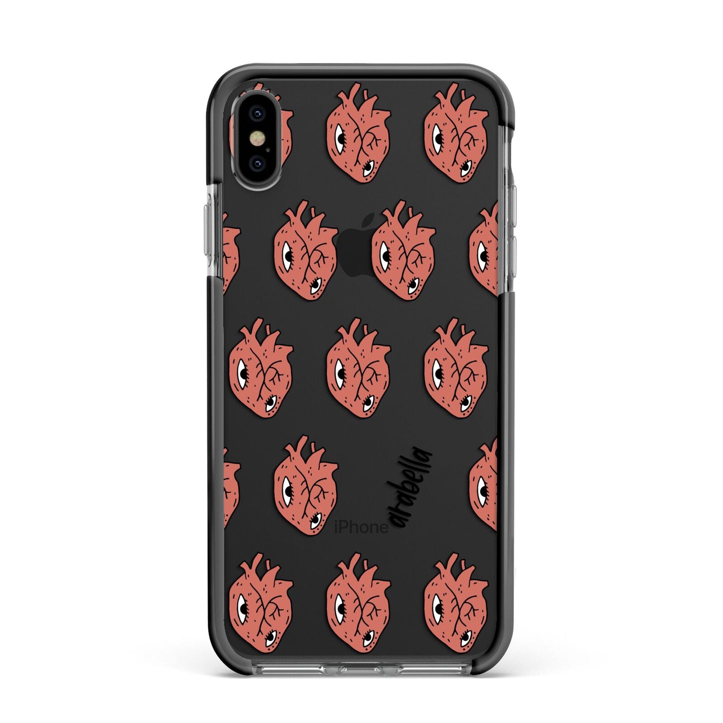 Heart Eyes Halloween Personalised Apple iPhone Xs Max Impact Case Black Edge on Black Phone