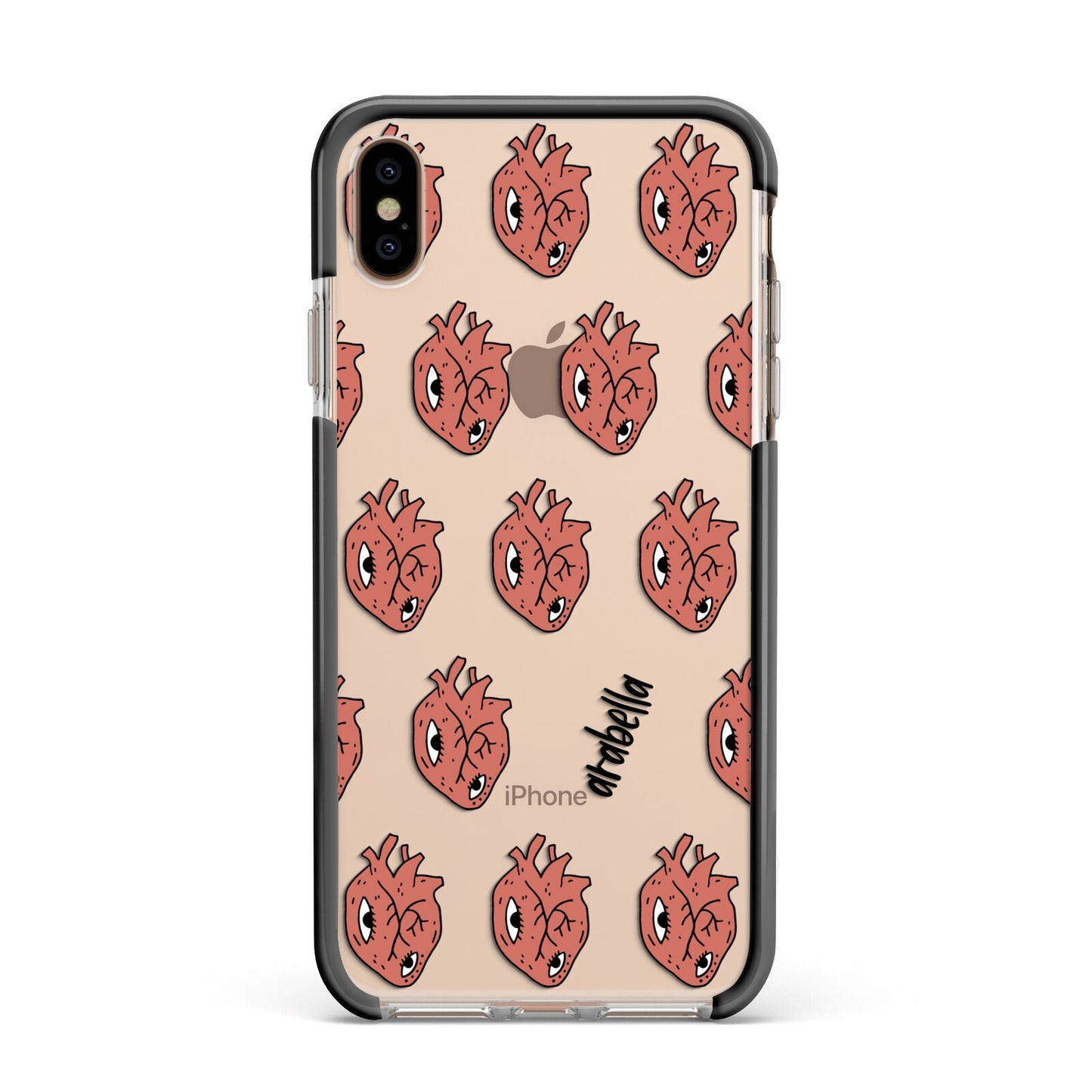 Heart Eyes Halloween Personalised Apple iPhone Xs Max Impact Case Black Edge on Gold Phone