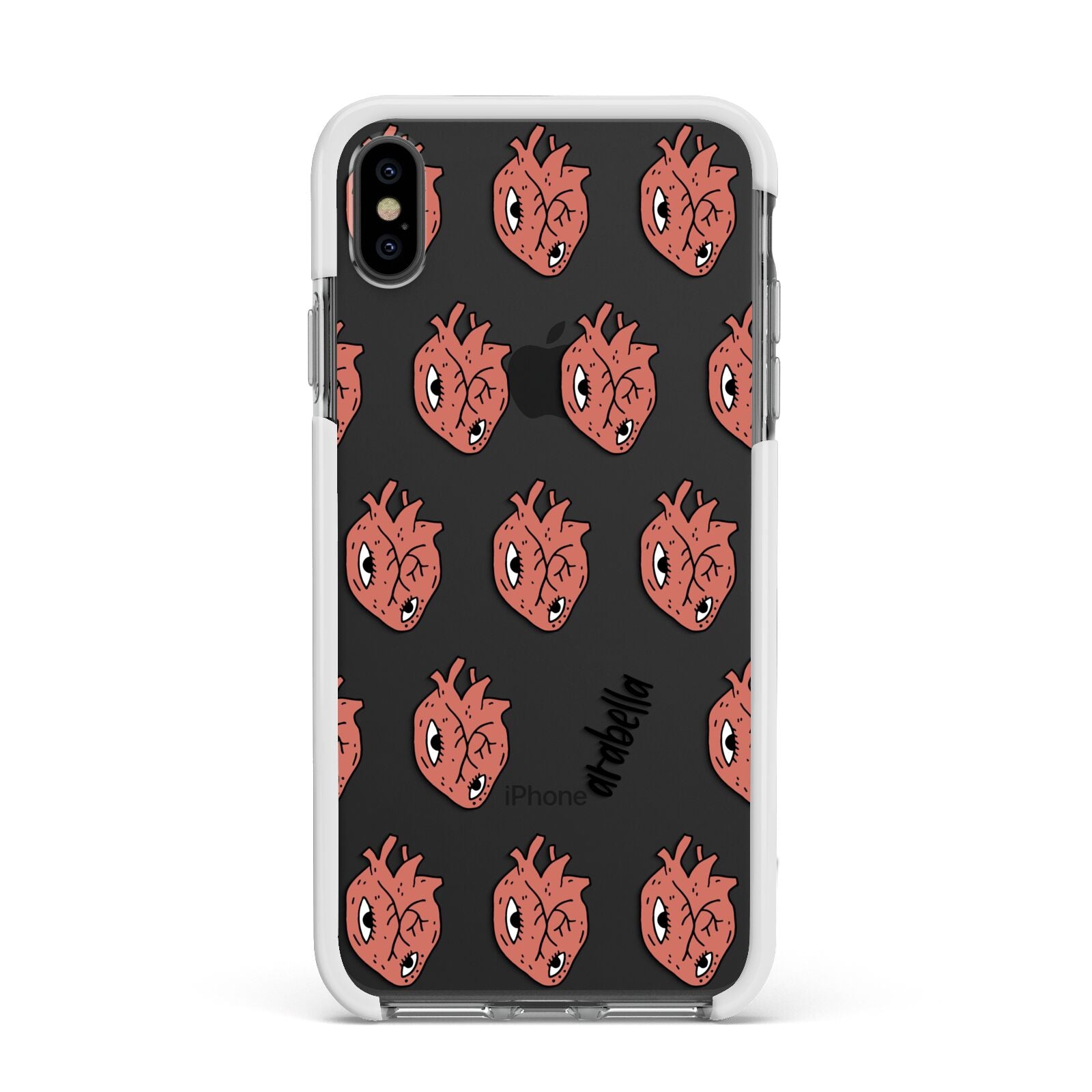 Heart Eyes Halloween Personalised Apple iPhone Xs Max Impact Case White Edge on Black Phone