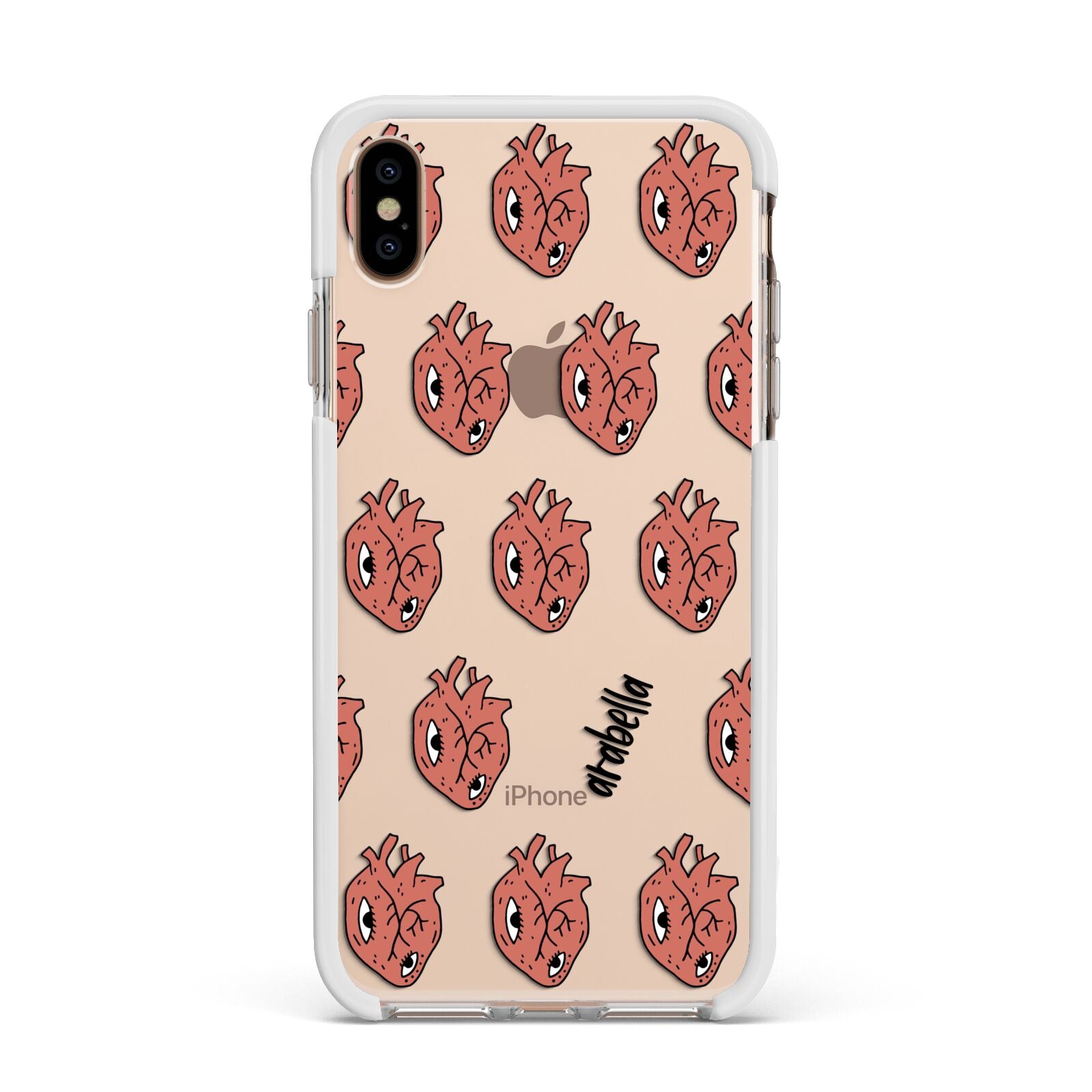 Heart Eyes Halloween Personalised Apple iPhone Xs Max Impact Case White Edge on Gold Phone